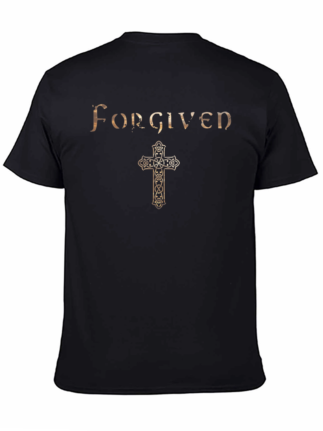 Forgiven Celtic Cross Graphic Print Mens Black T-Shirt