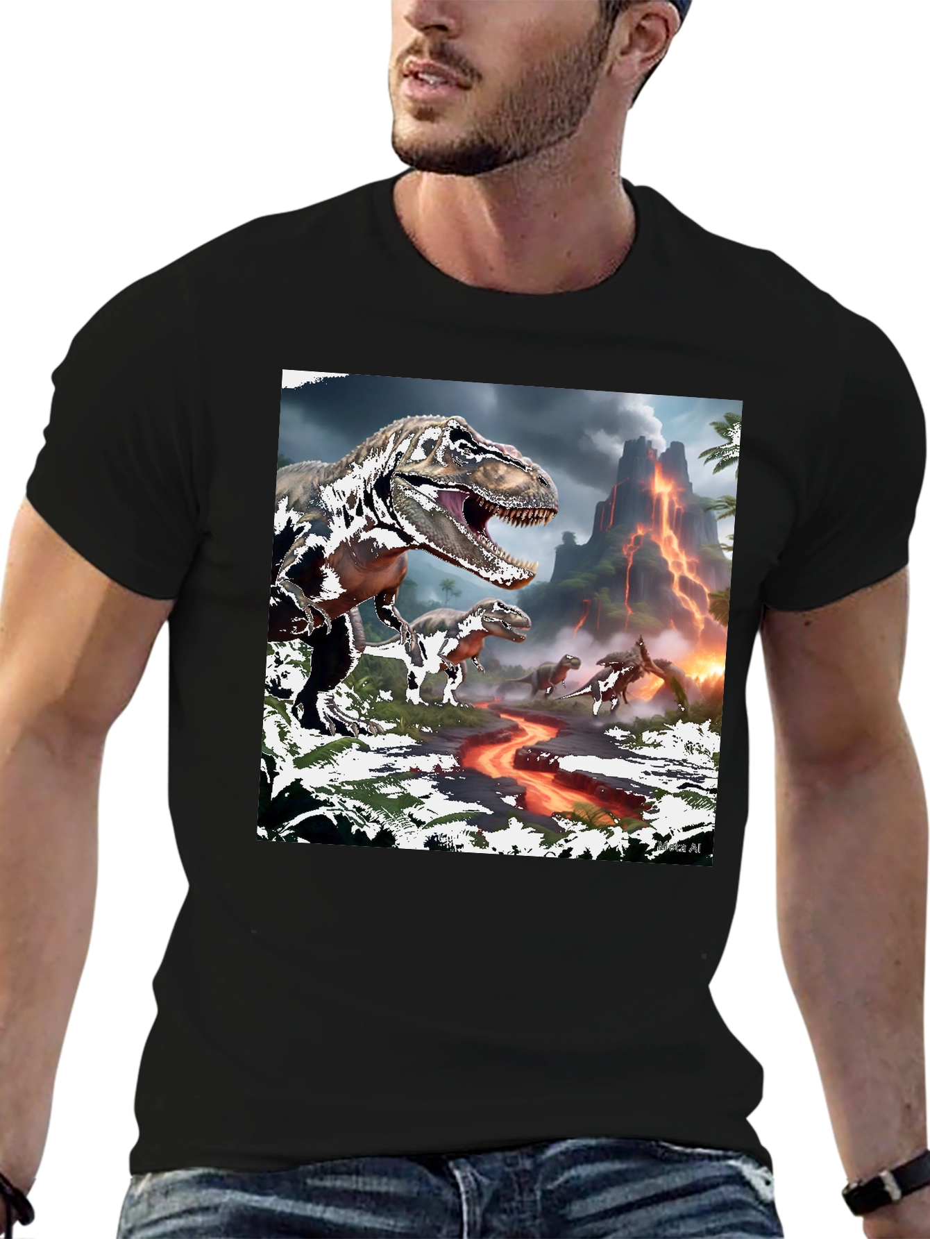 Dinosaur Graphic Tee - Volcanic Trex Design