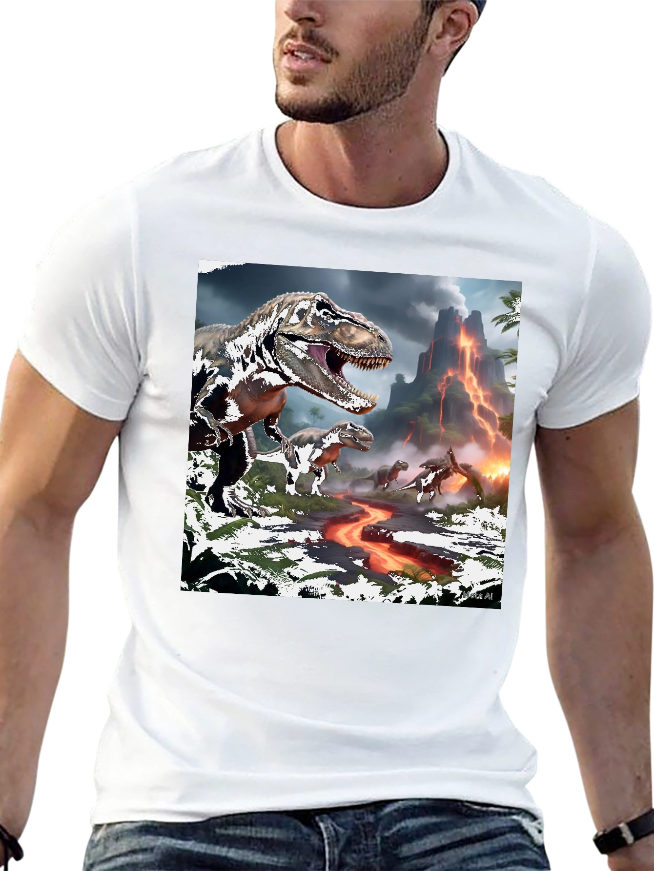 Dinosaur Graphic Tee - Volcanic Trex Design