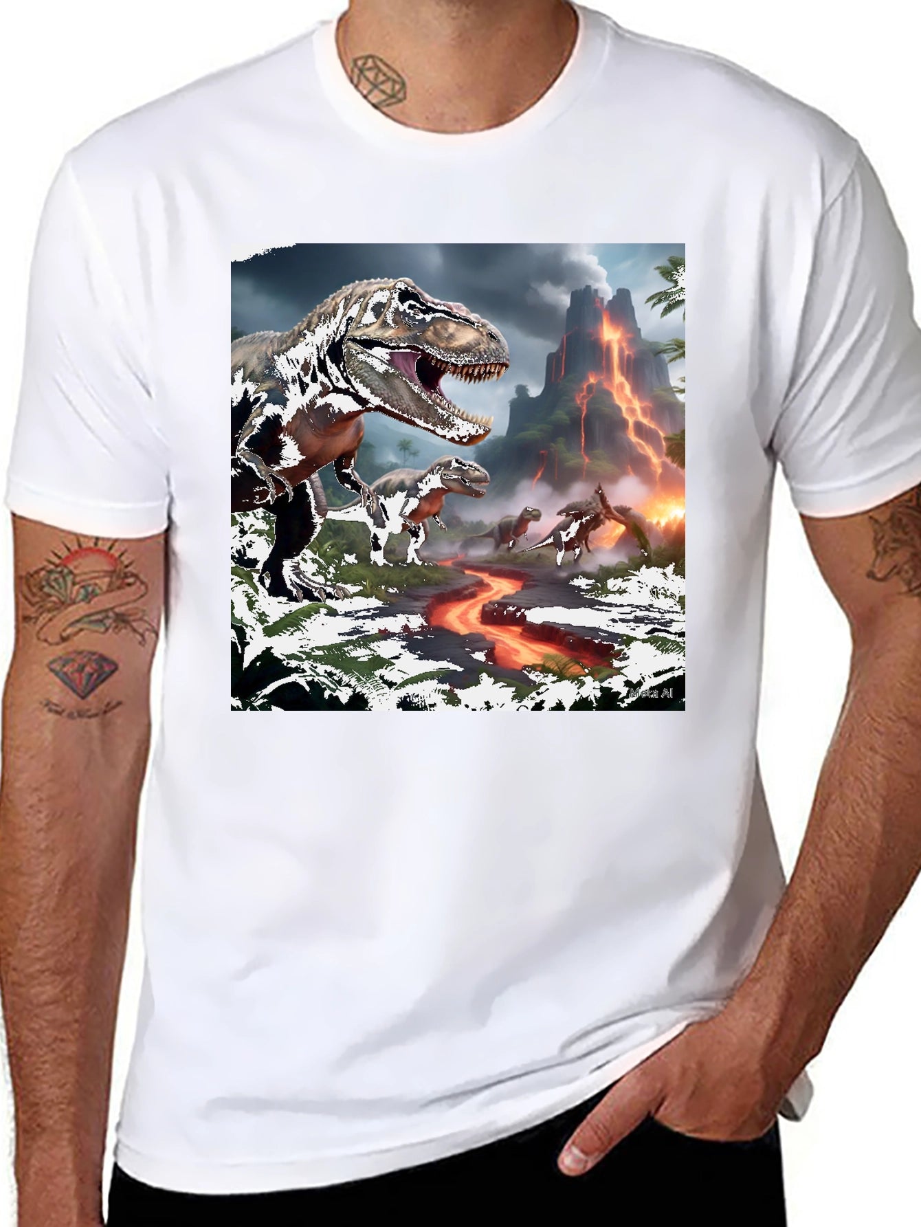 Dinosaur Graphic Tee - Volcanic Trex Design