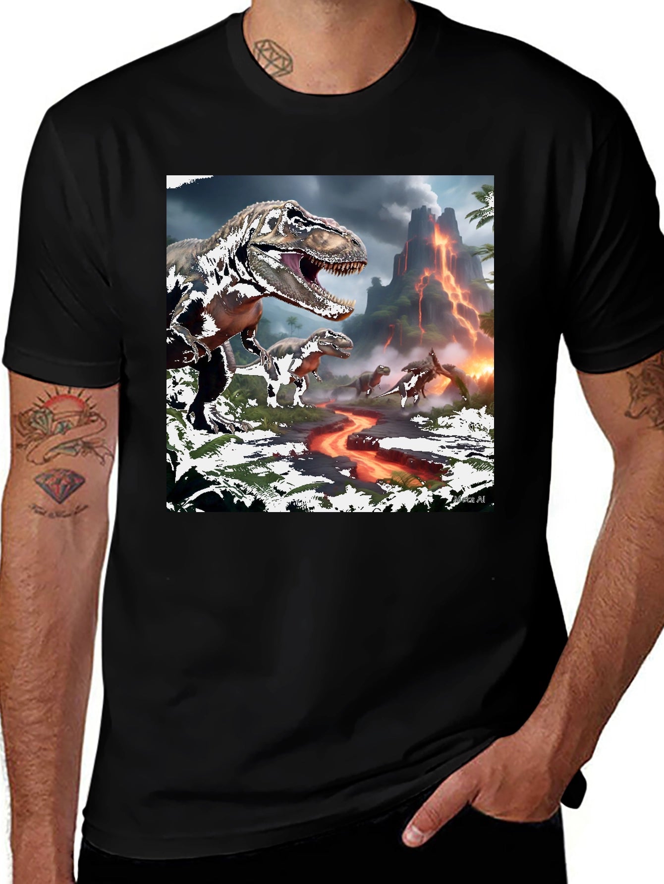 Dinosaur Graphic Tee - Volcanic Trex Design