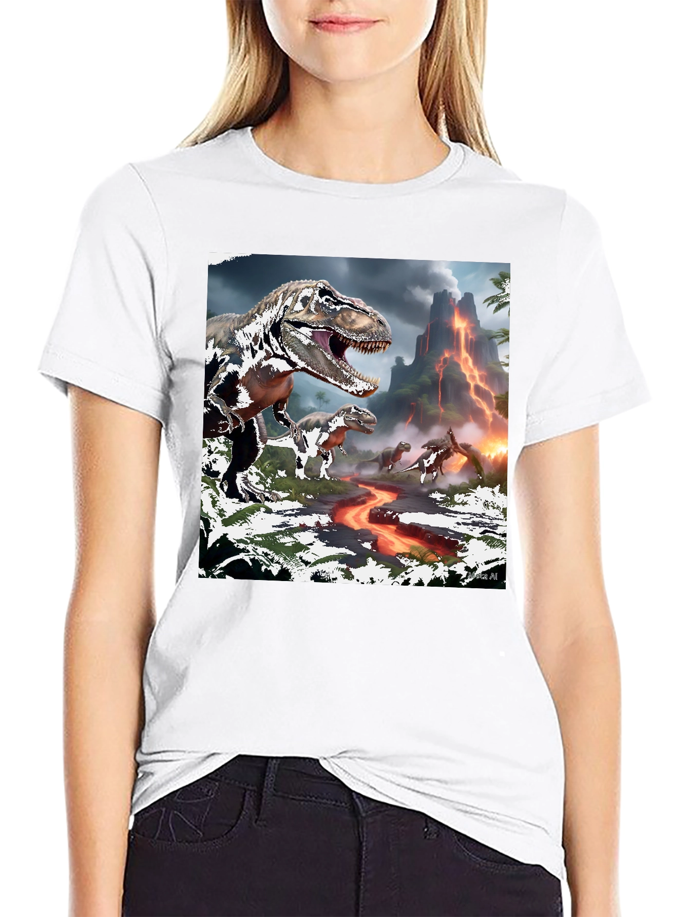 Dinosaur Graphic Tee - Volcanic Trex Design