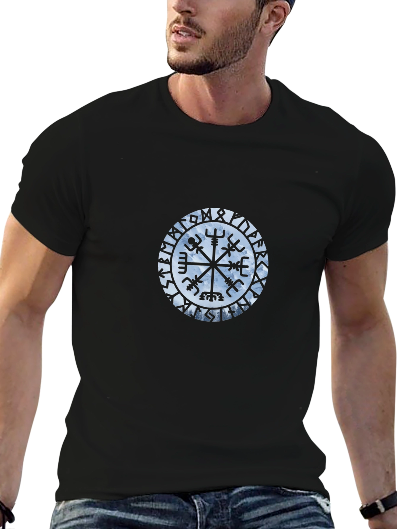 Vegvisir Compass Black T-Shirt Viking Norse Mythology