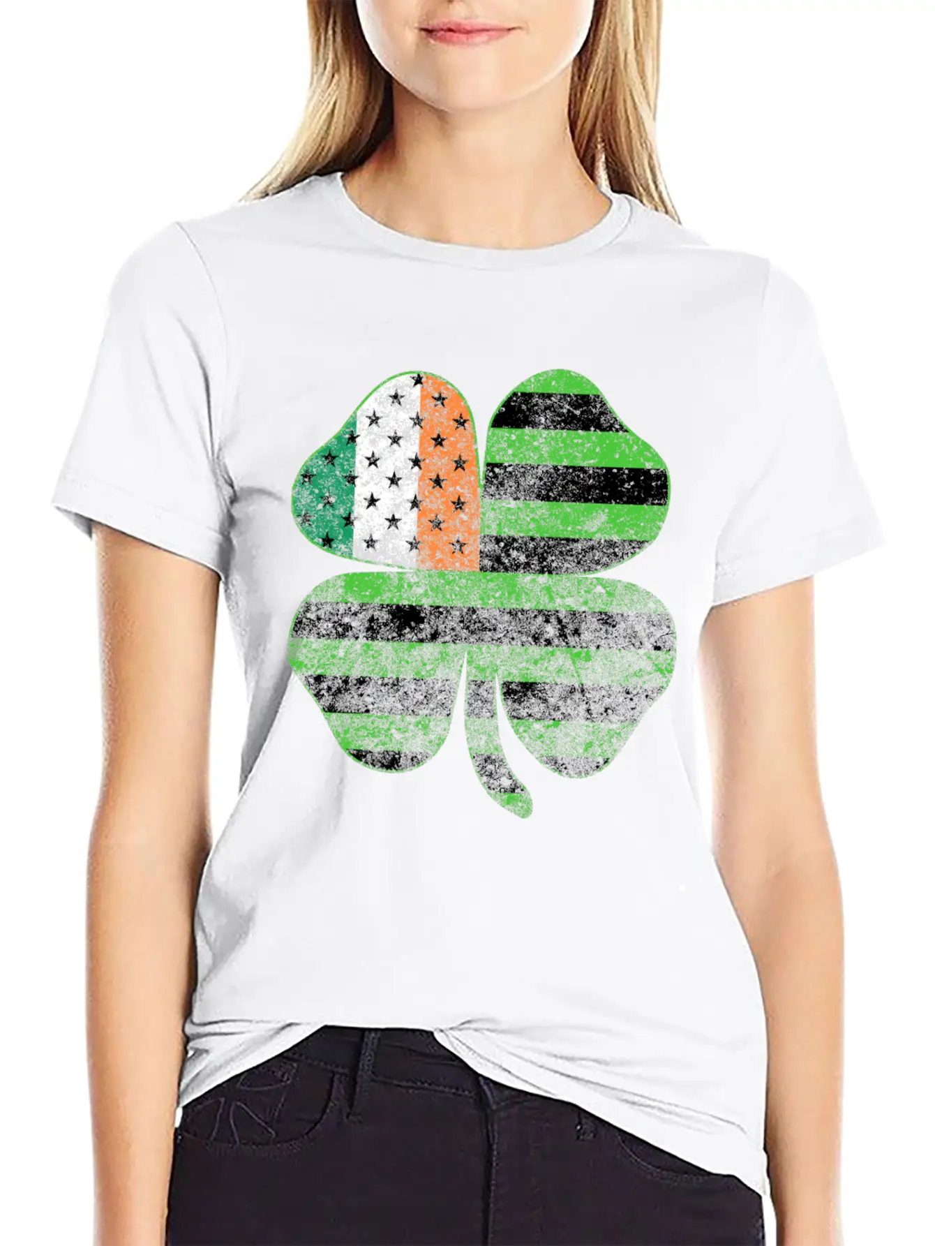 Irish American Flag Shamrock Clover St Patrick's Unisex Casual T-Shirt – Clean Design For Daily Comfort