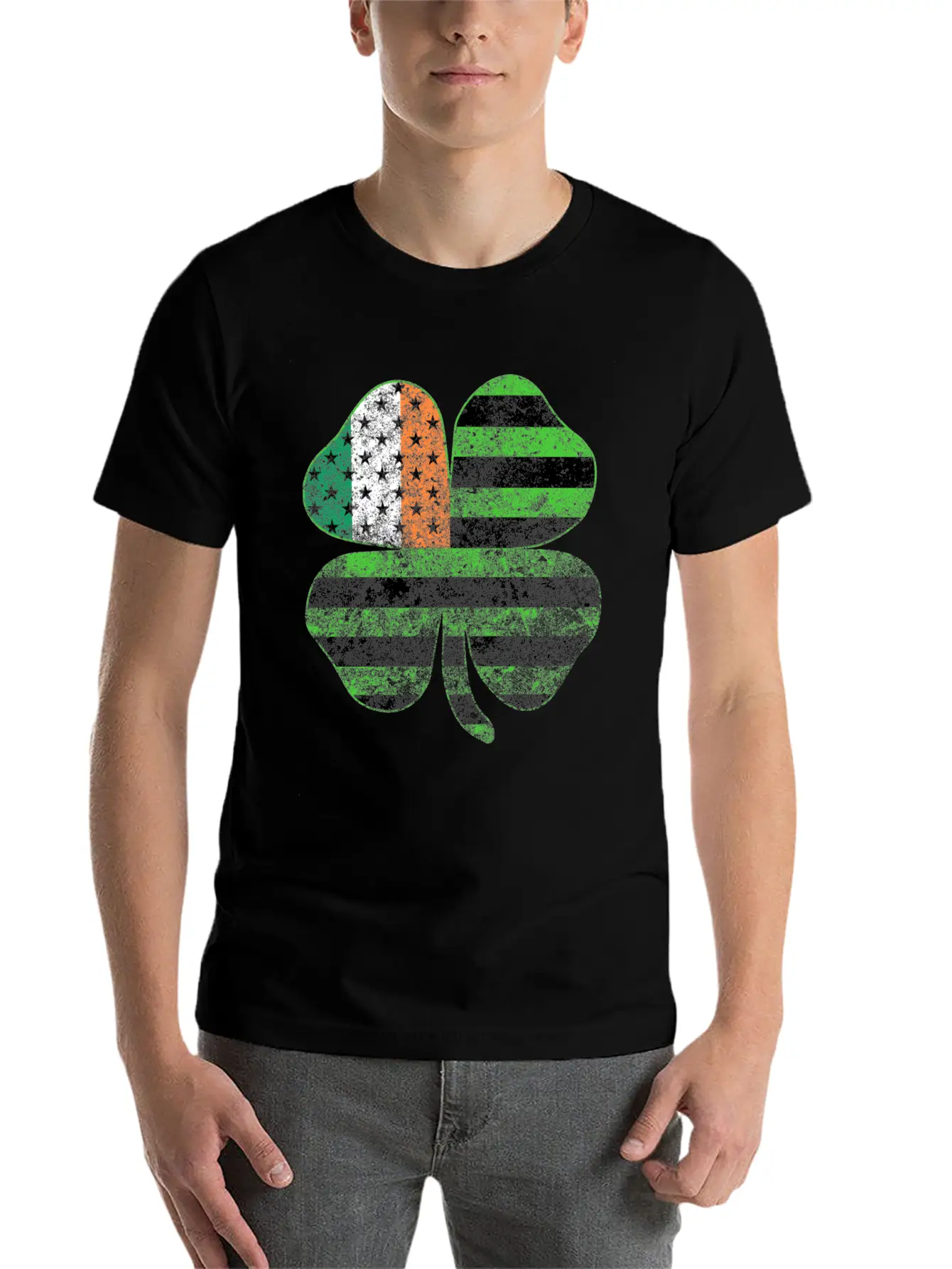 Irish American Flag Shamrock Clover St Patrick's Unisex Casual T-Shirt – Clean Design For Daily Comfort