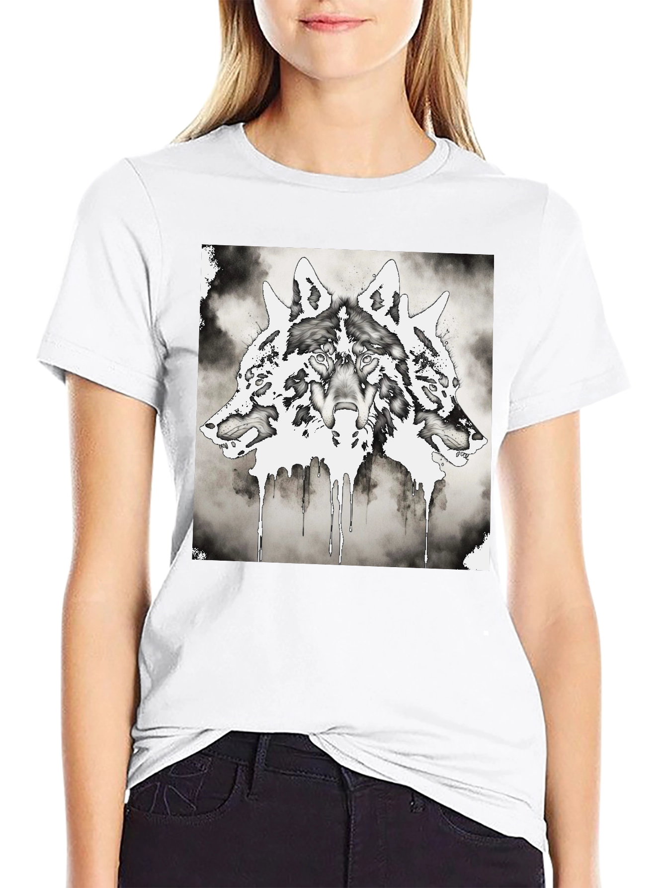 Three-Headed Wolf Graphic T-Shirt