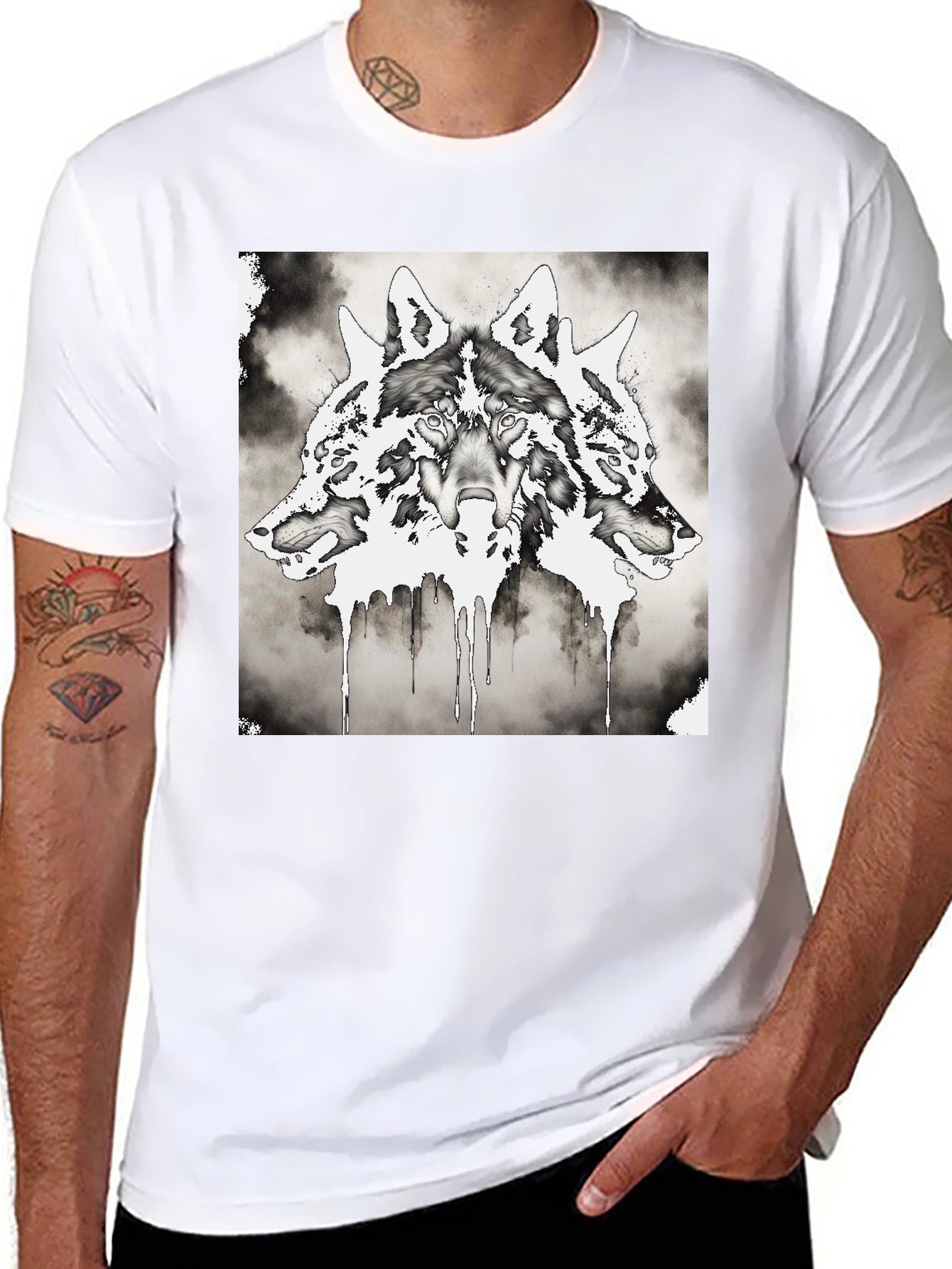 Three-Headed Wolf Graphic T-Shirt