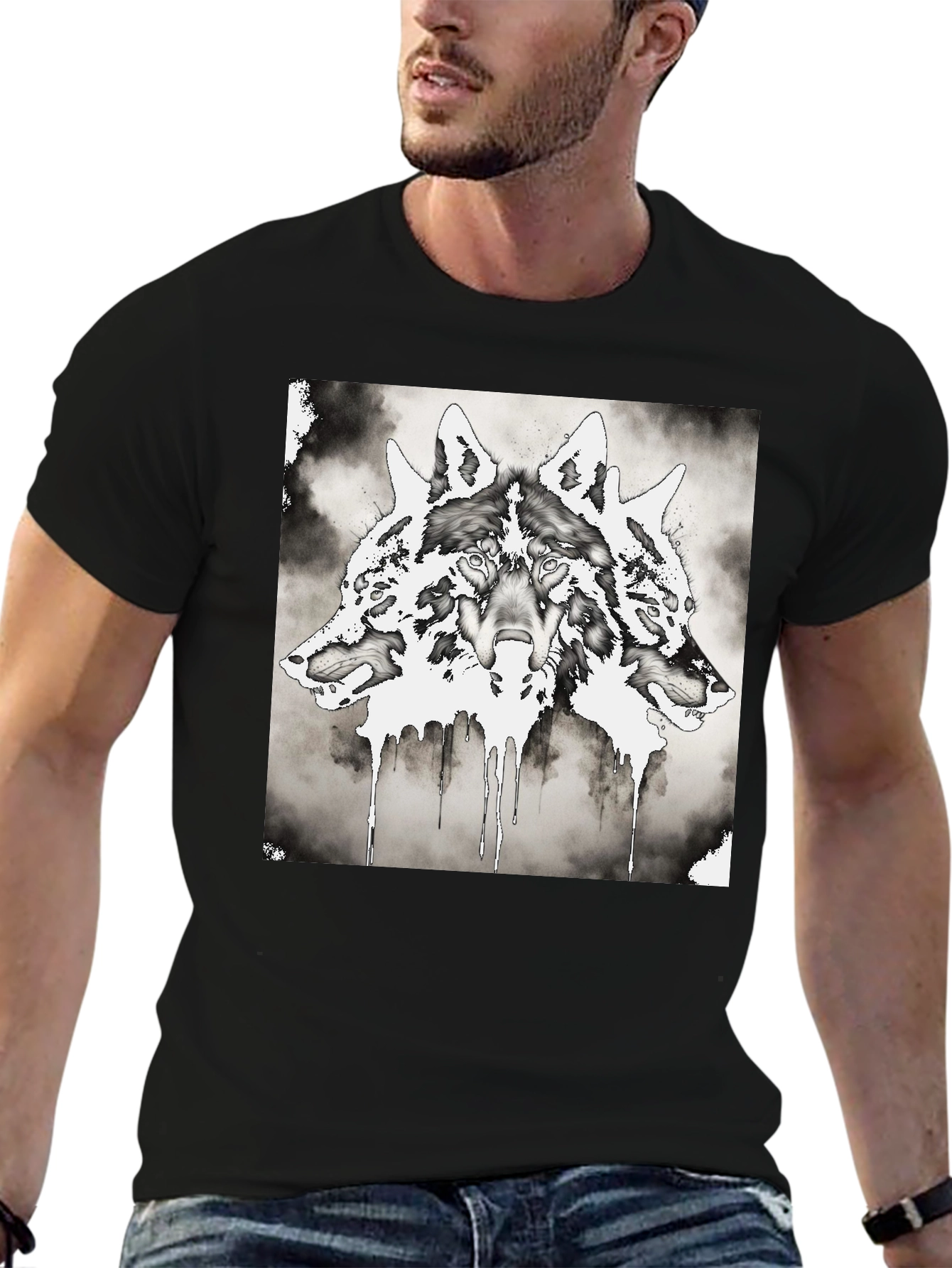 Three-Headed Wolf Graphic T-Shirt