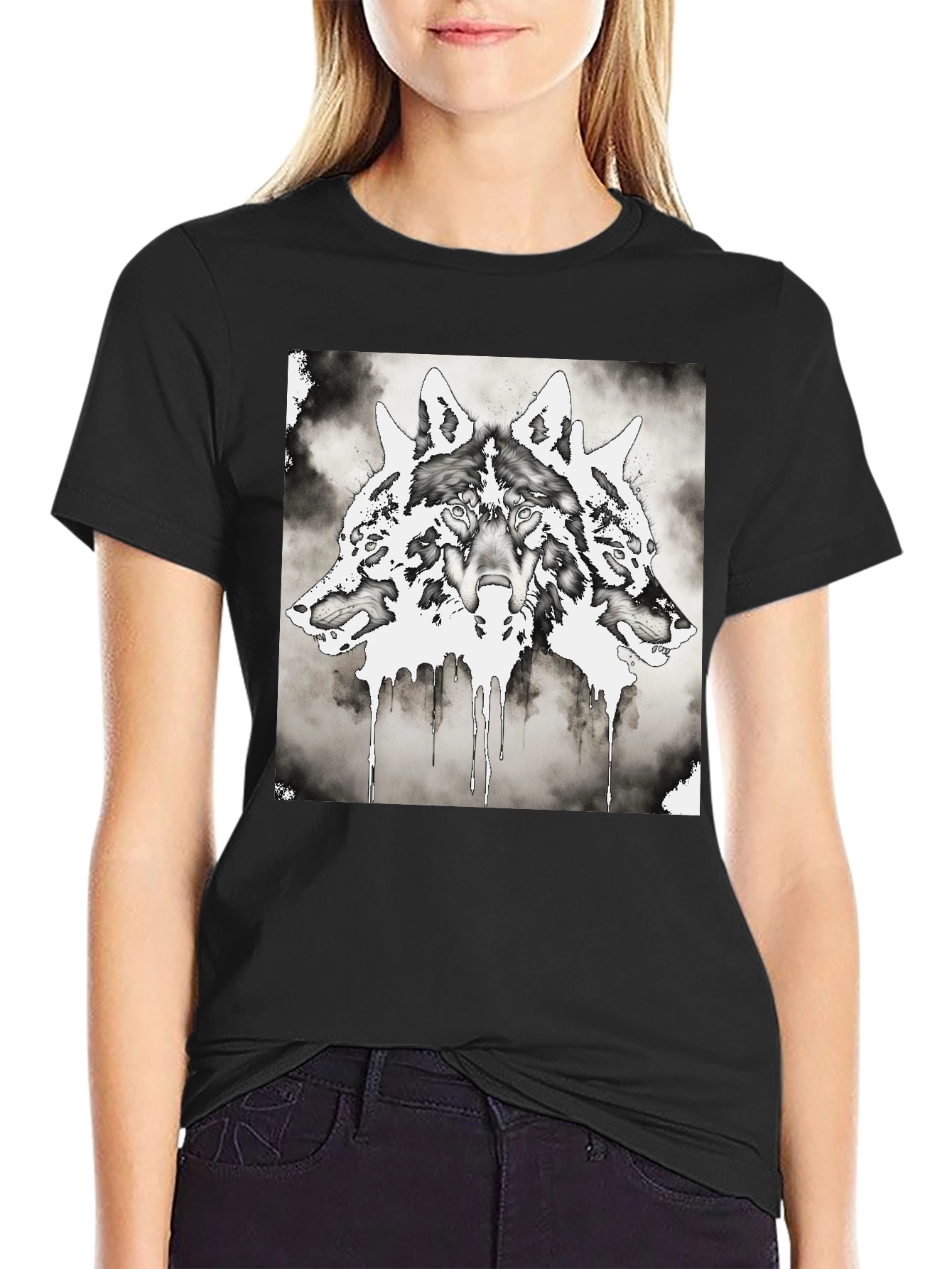 Three-Headed Wolf Graphic T-Shirt