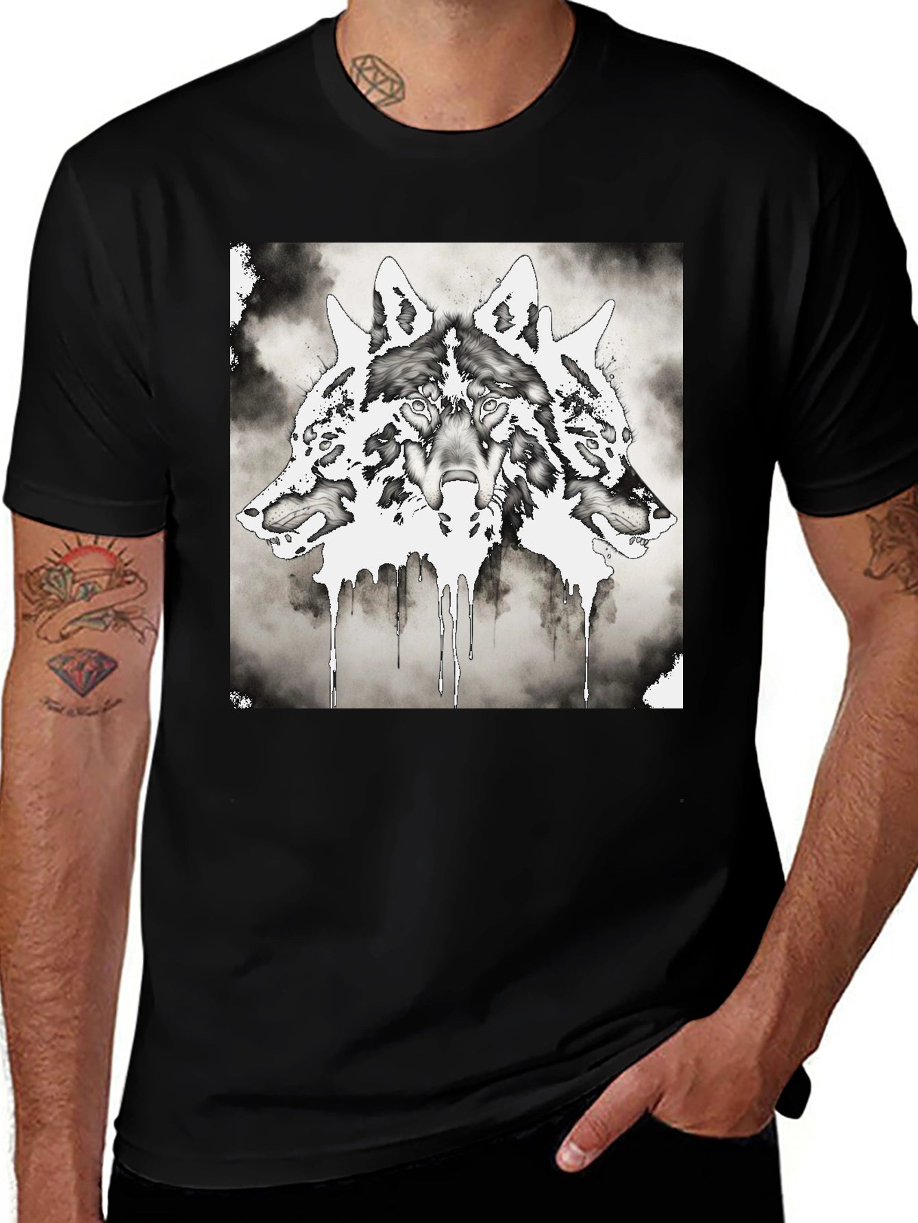 Three-Headed Wolf Graphic T-Shirt