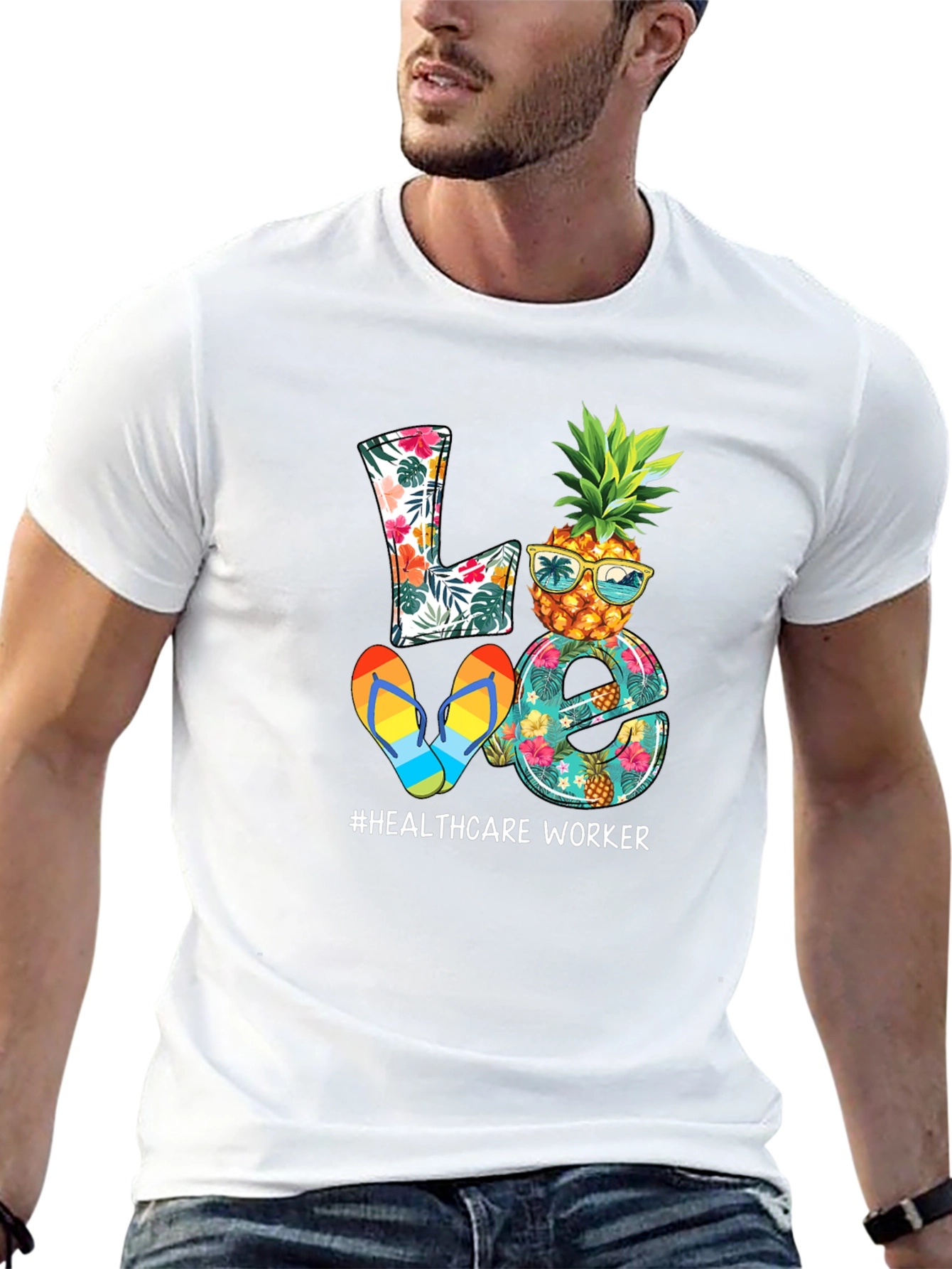 Tropical Healthcare Worker Graphic Tee