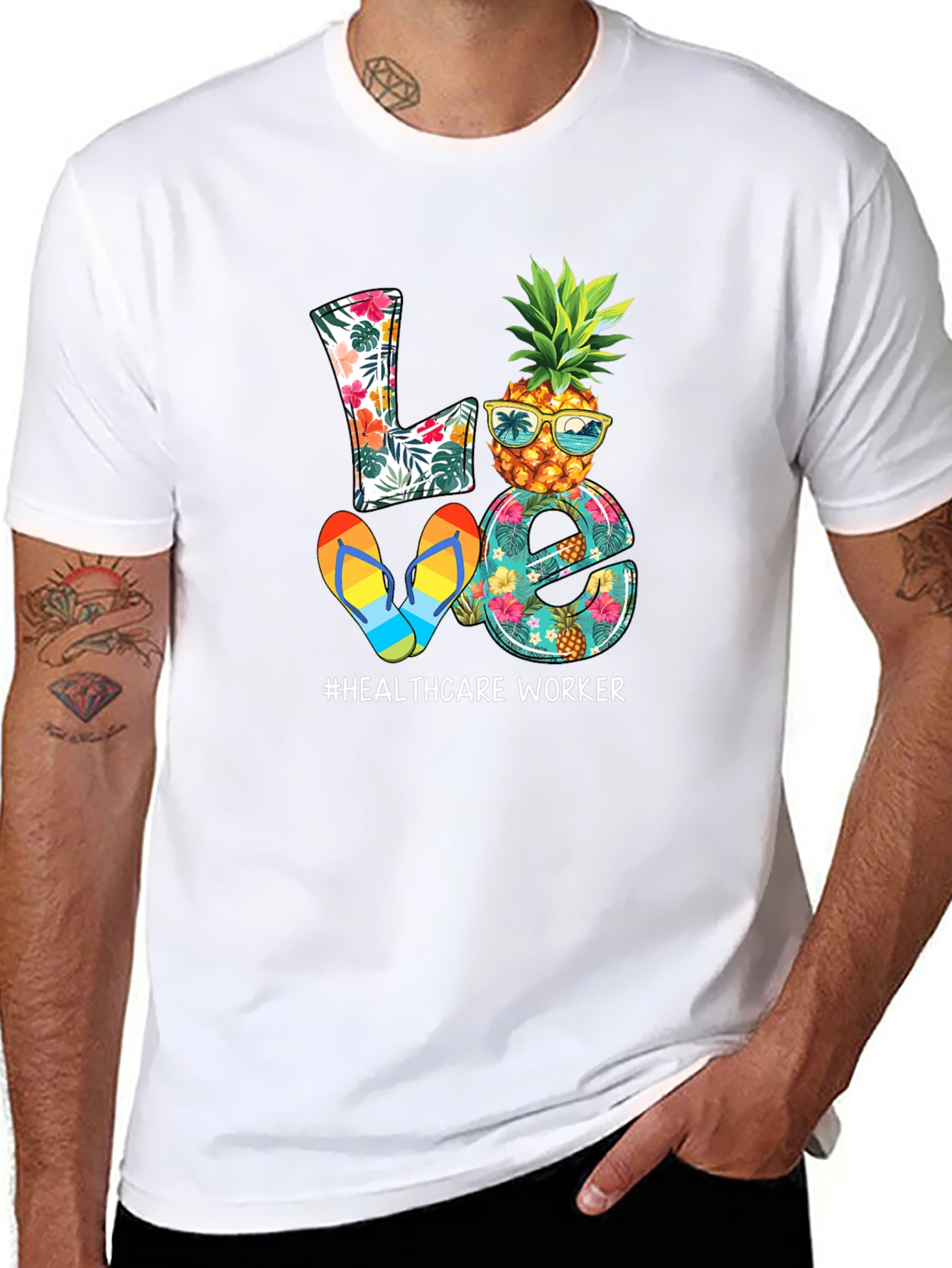 Tropical Healthcare Worker Graphic Tee