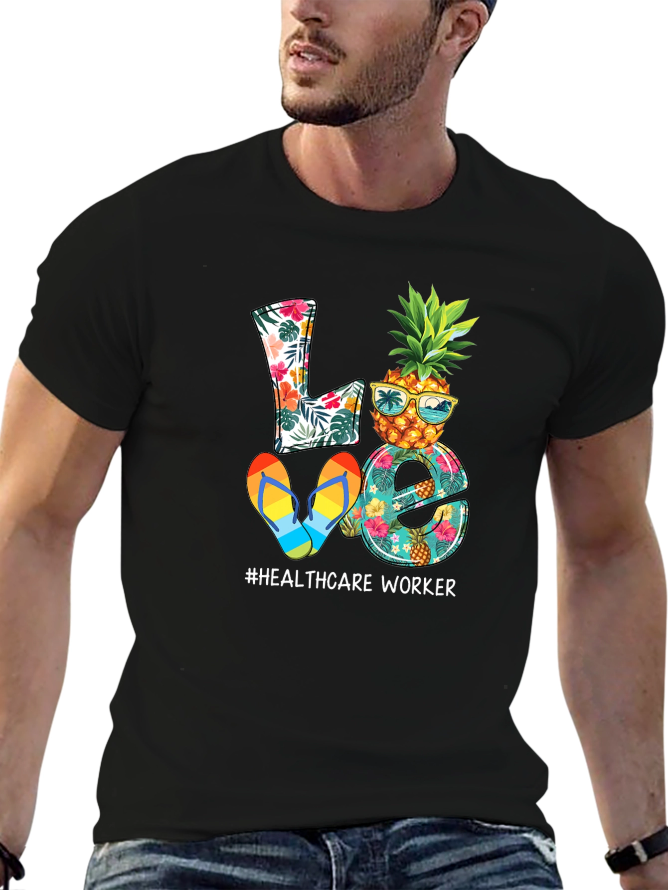Tropical Healthcare Worker Graphic Tee