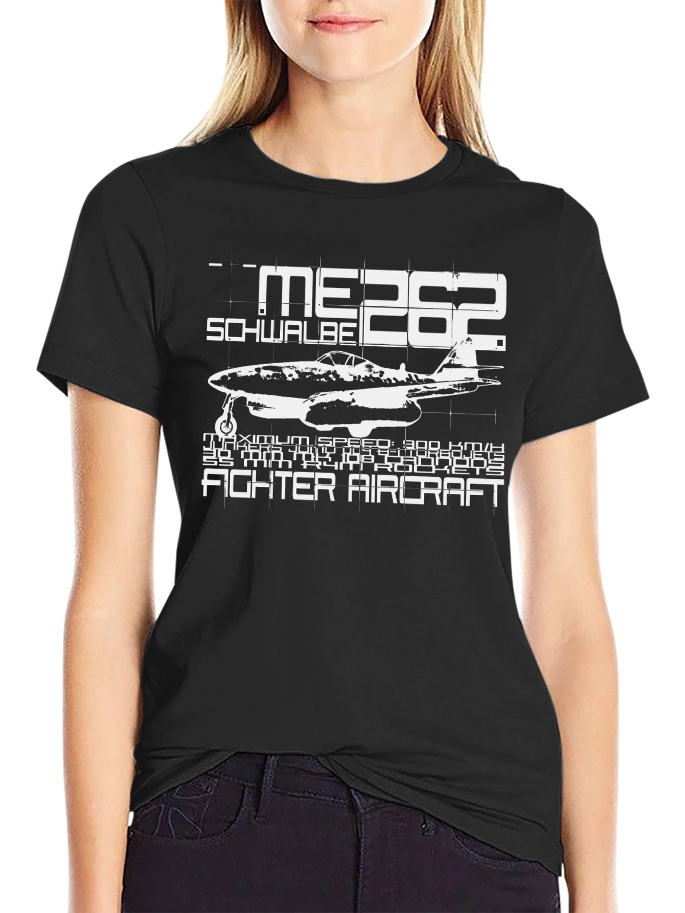 ME 262 Schwalbe Fighter Aircraft Black T-Shirt