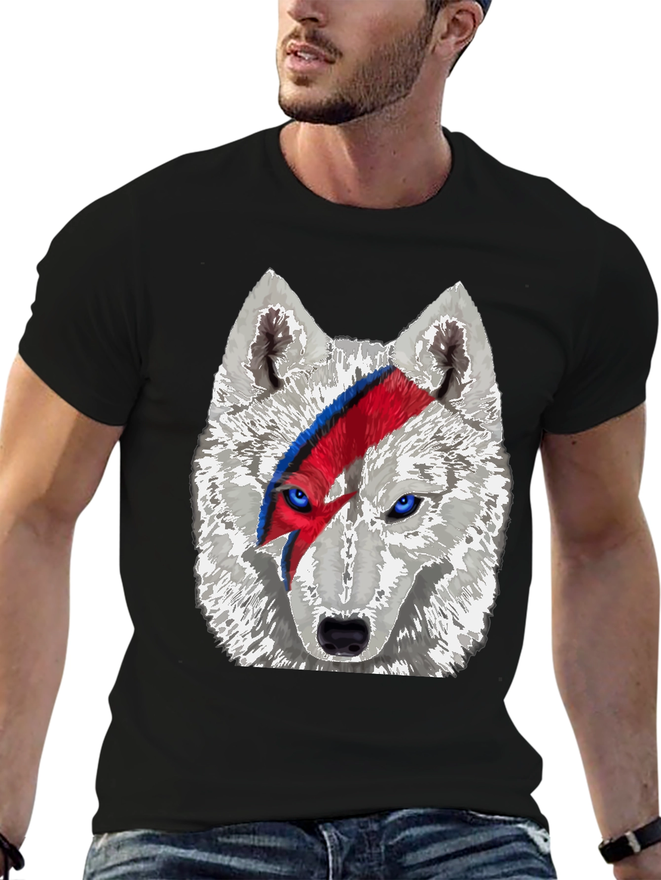 Wolf Bowie T-Shirt - Unique Graphic Tee