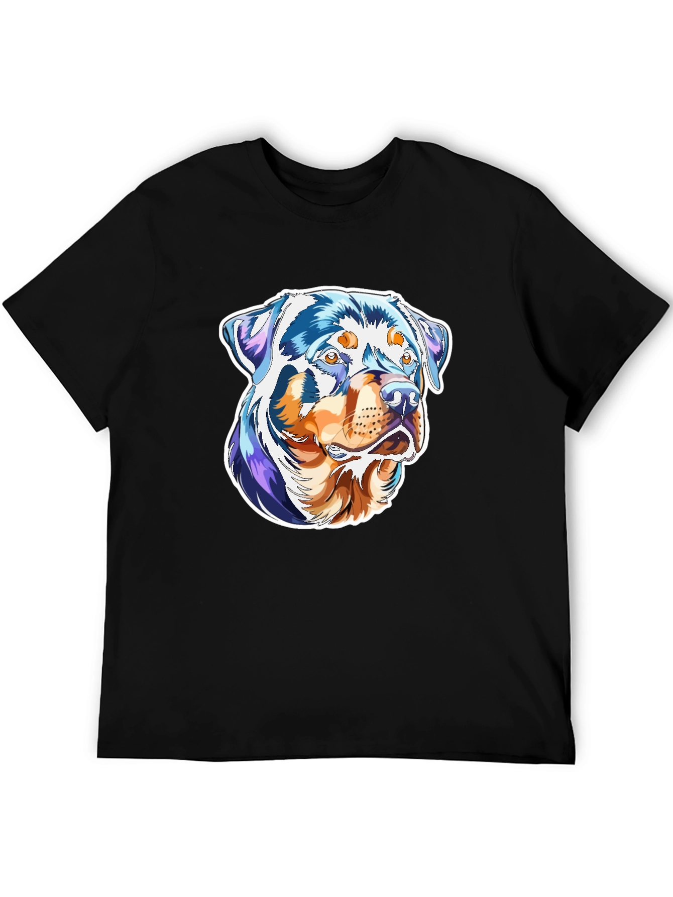 Rottweiler Dog Art Print Black T-Shirt