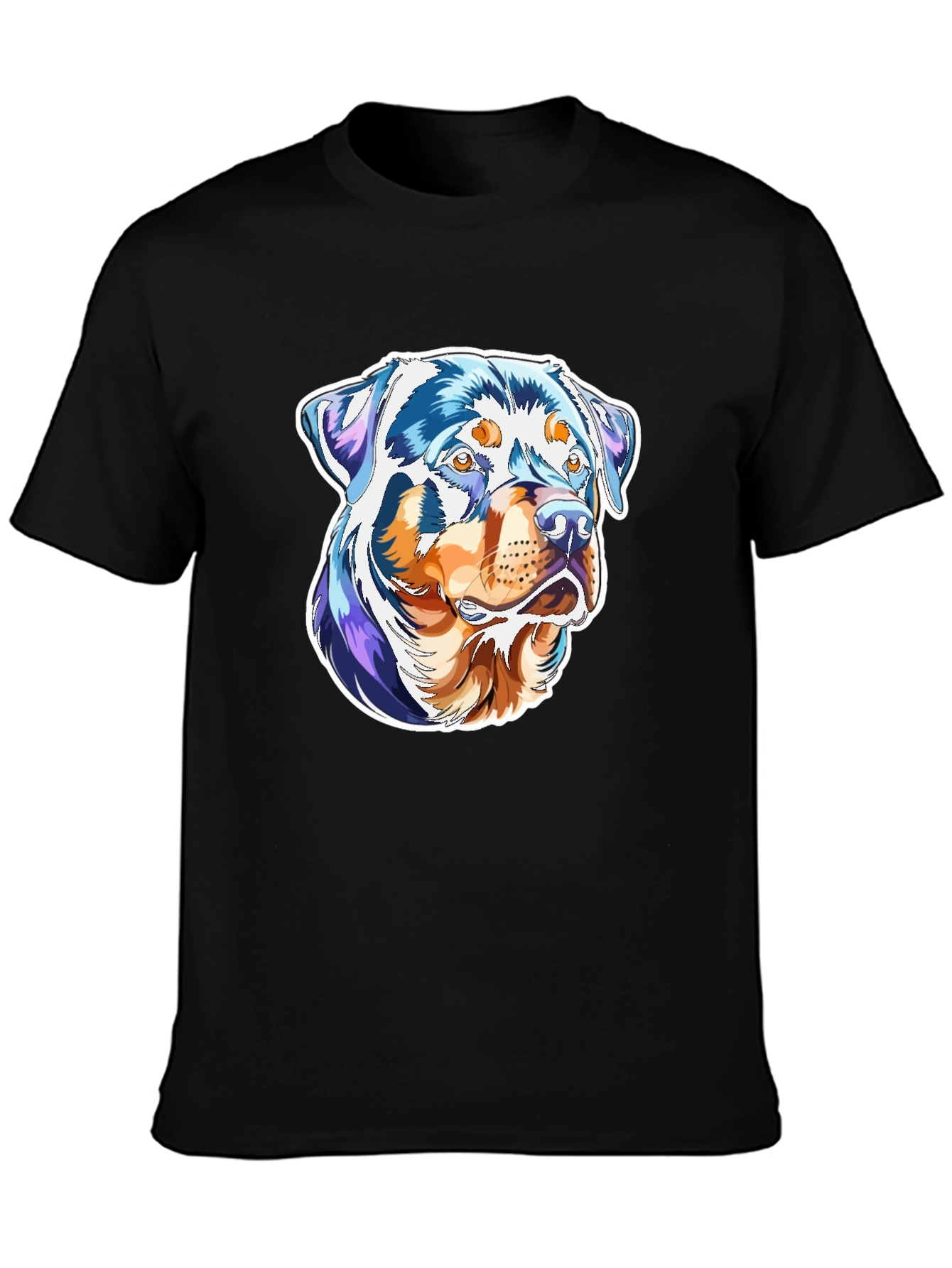 Rottweiler Dog Art Print Black T-Shirt