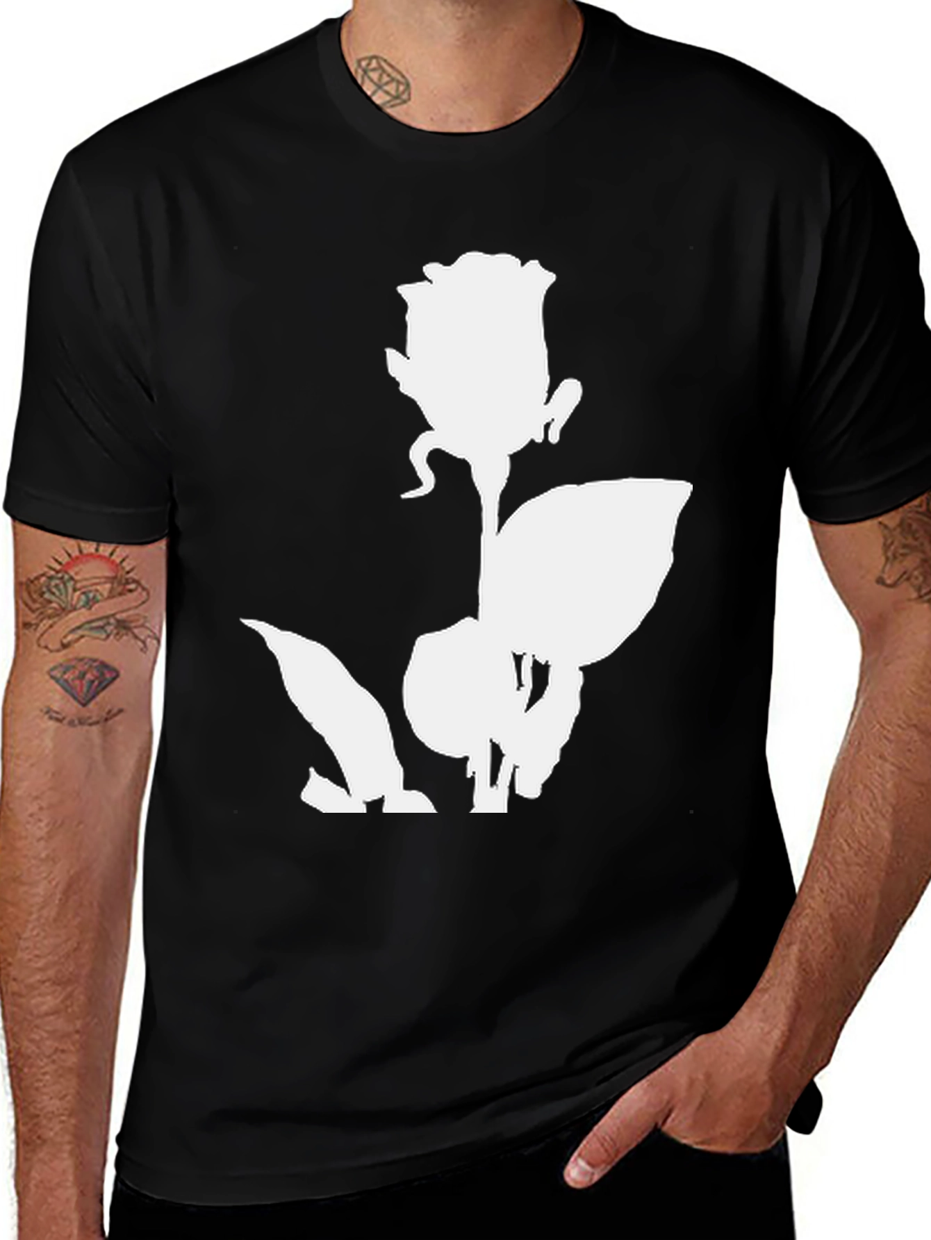 Rose Graphic Print Black T-Shirt