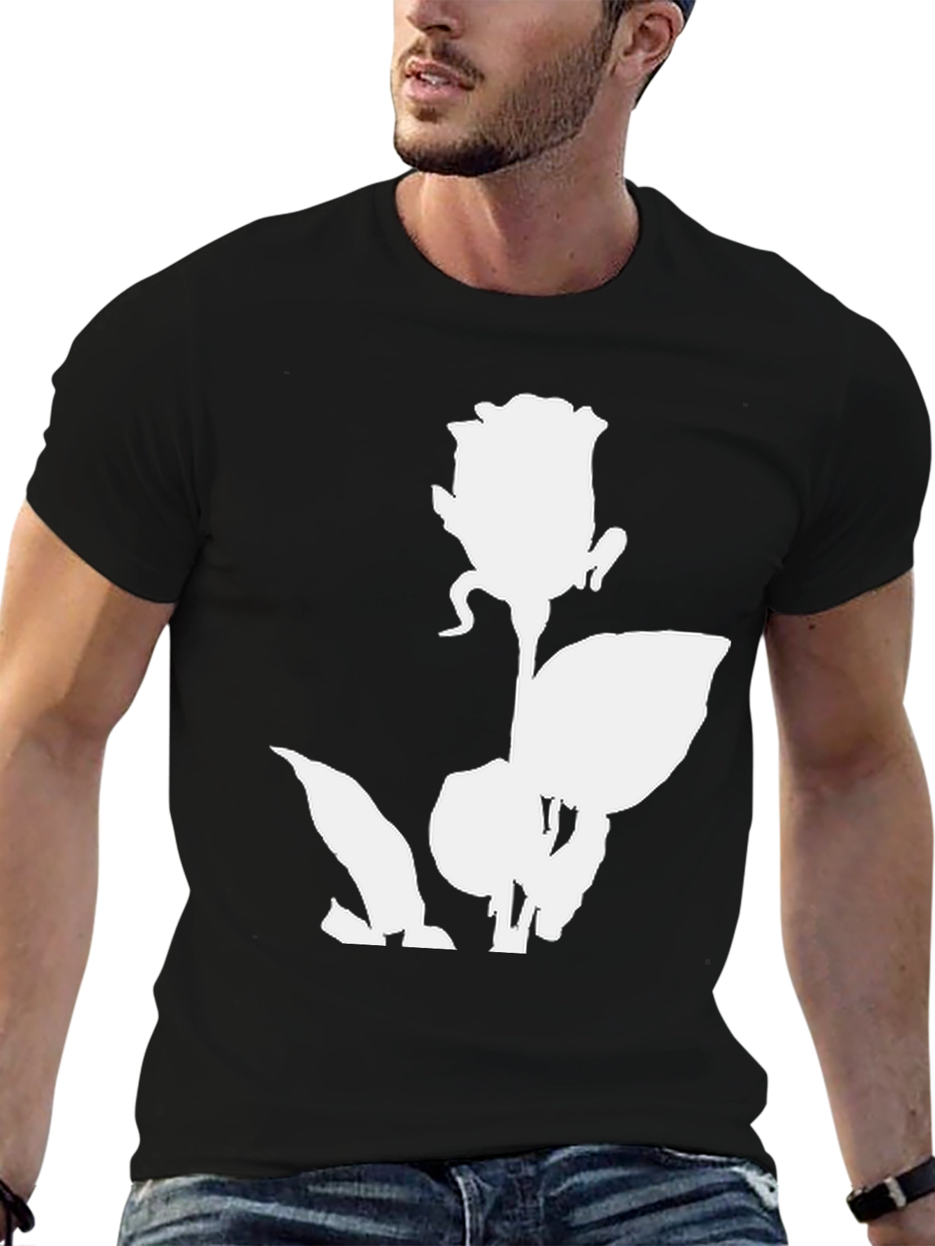 Rose Graphic Print Black T-Shirt
