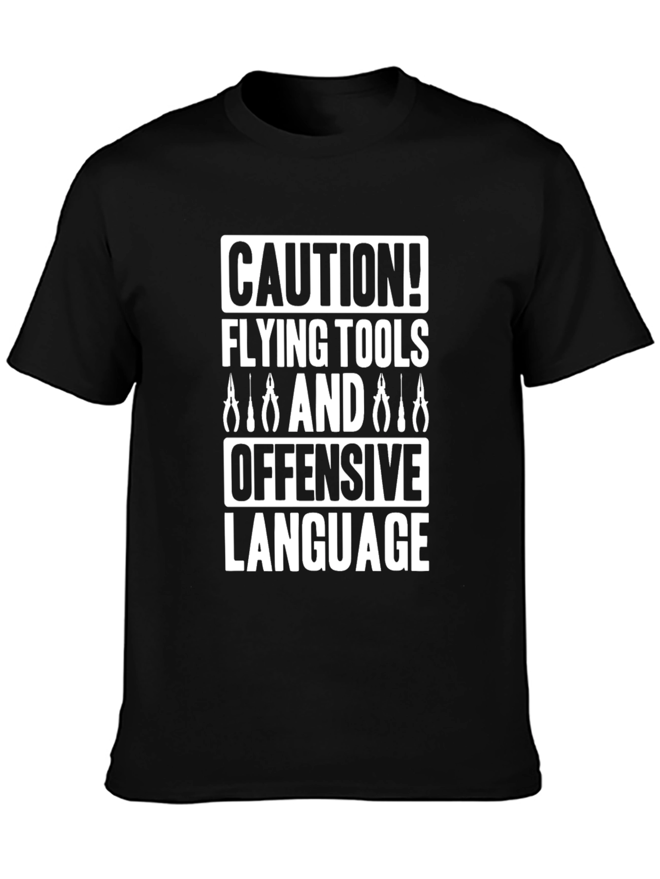 Caution Flying Tools Offensive Language Graphic Tee