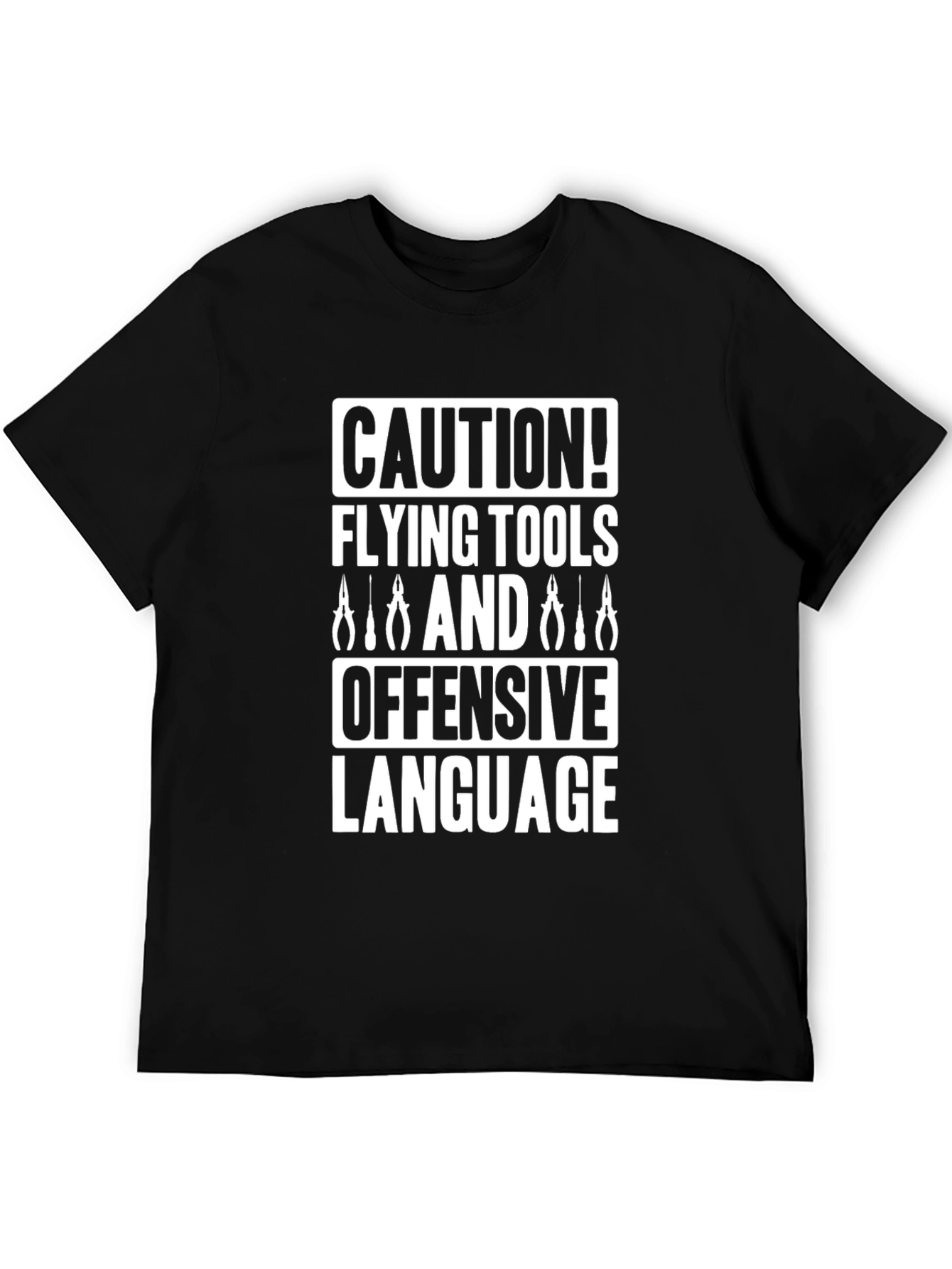 Caution Flying Tools Offensive Language Graphic Tee