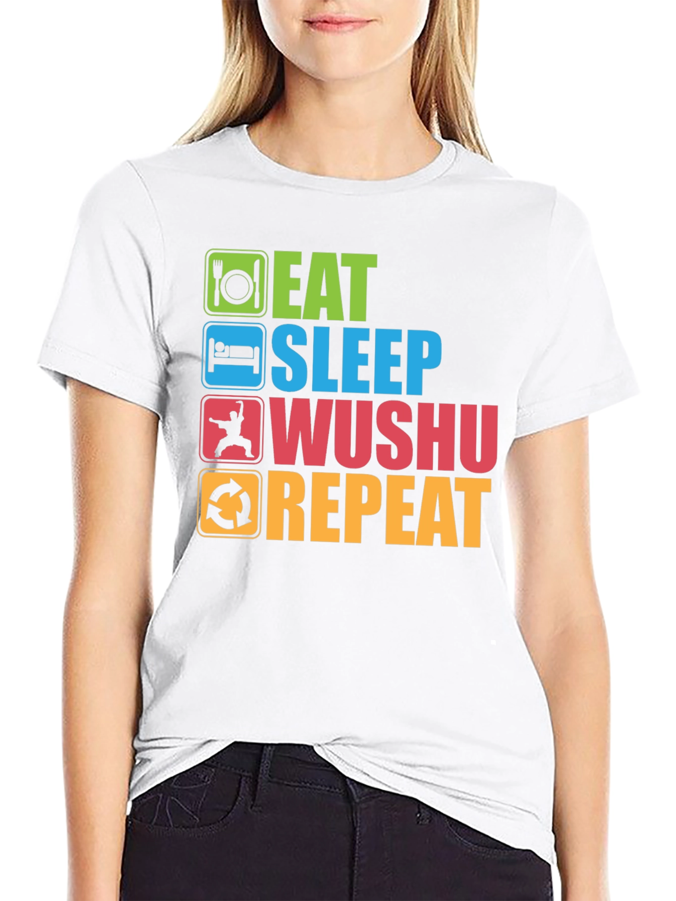 Eat Sleep Wushu Repeat T-Shirt - Martial Arts Fun