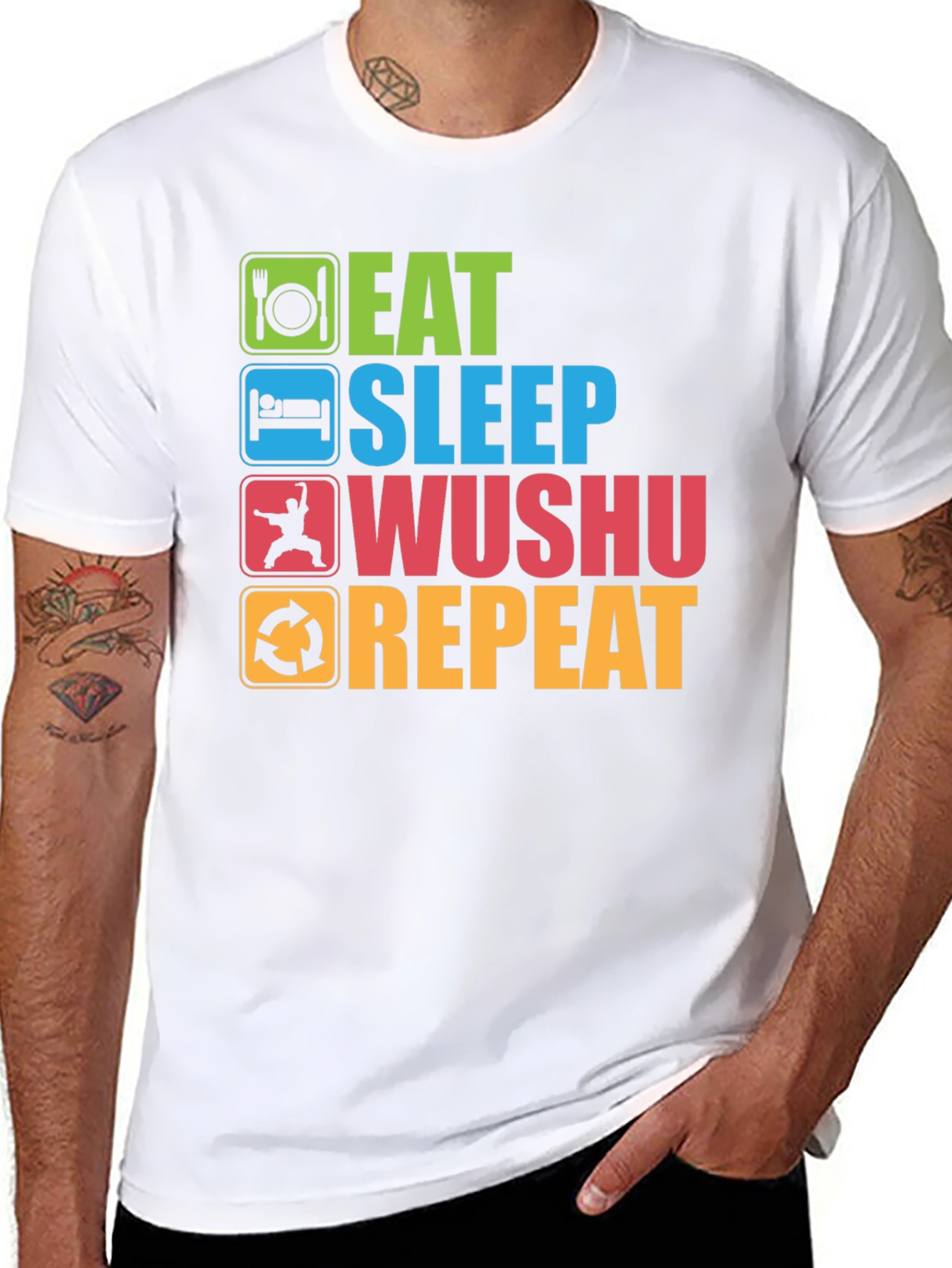 Eat Sleep Wushu Repeat T-Shirt - Martial Arts Fun