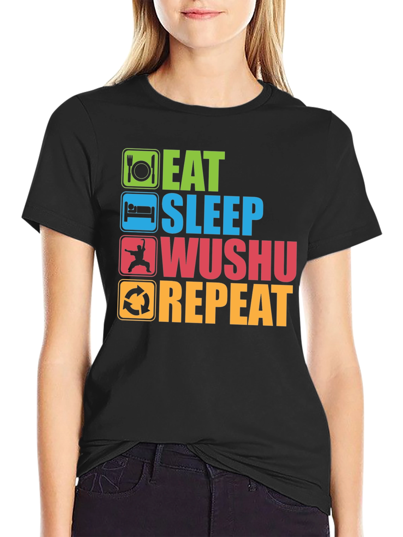 Eat Sleep Wushu Repeat T-Shirt - Martial Arts Fun