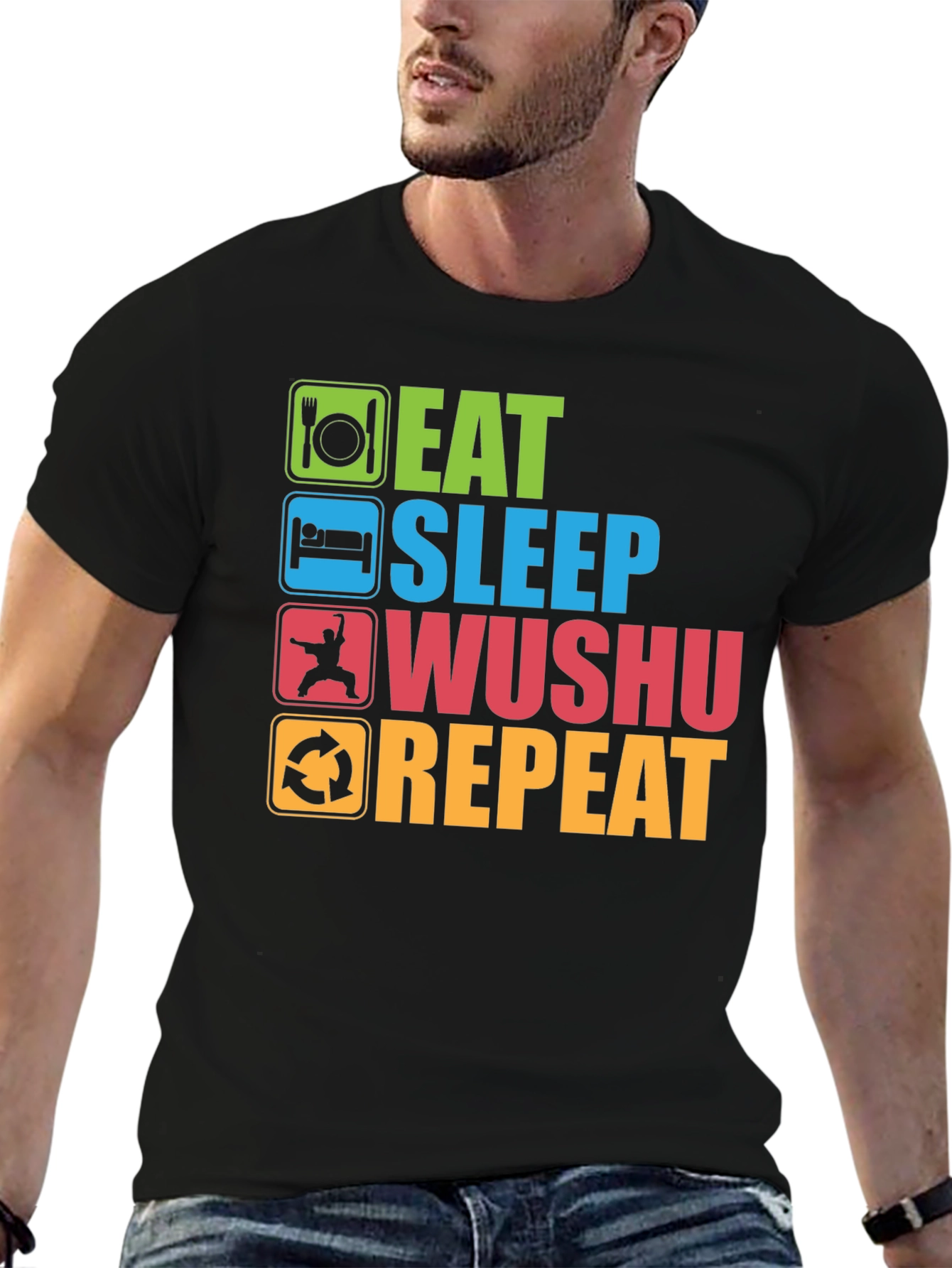 Eat Sleep Wushu Repeat T-Shirt - Martial Arts Fun