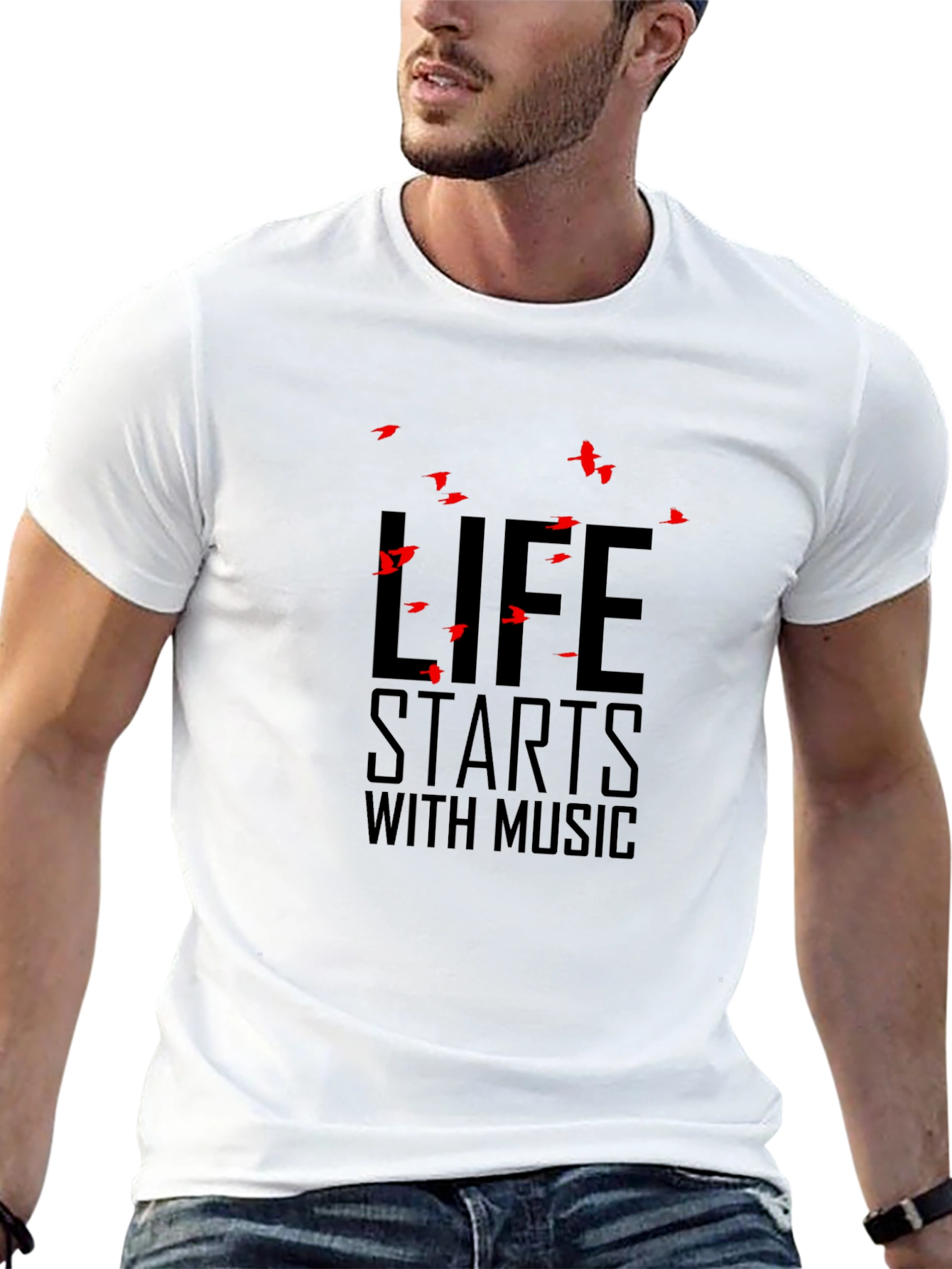 Life Starts With Music Graphic Tee - Black