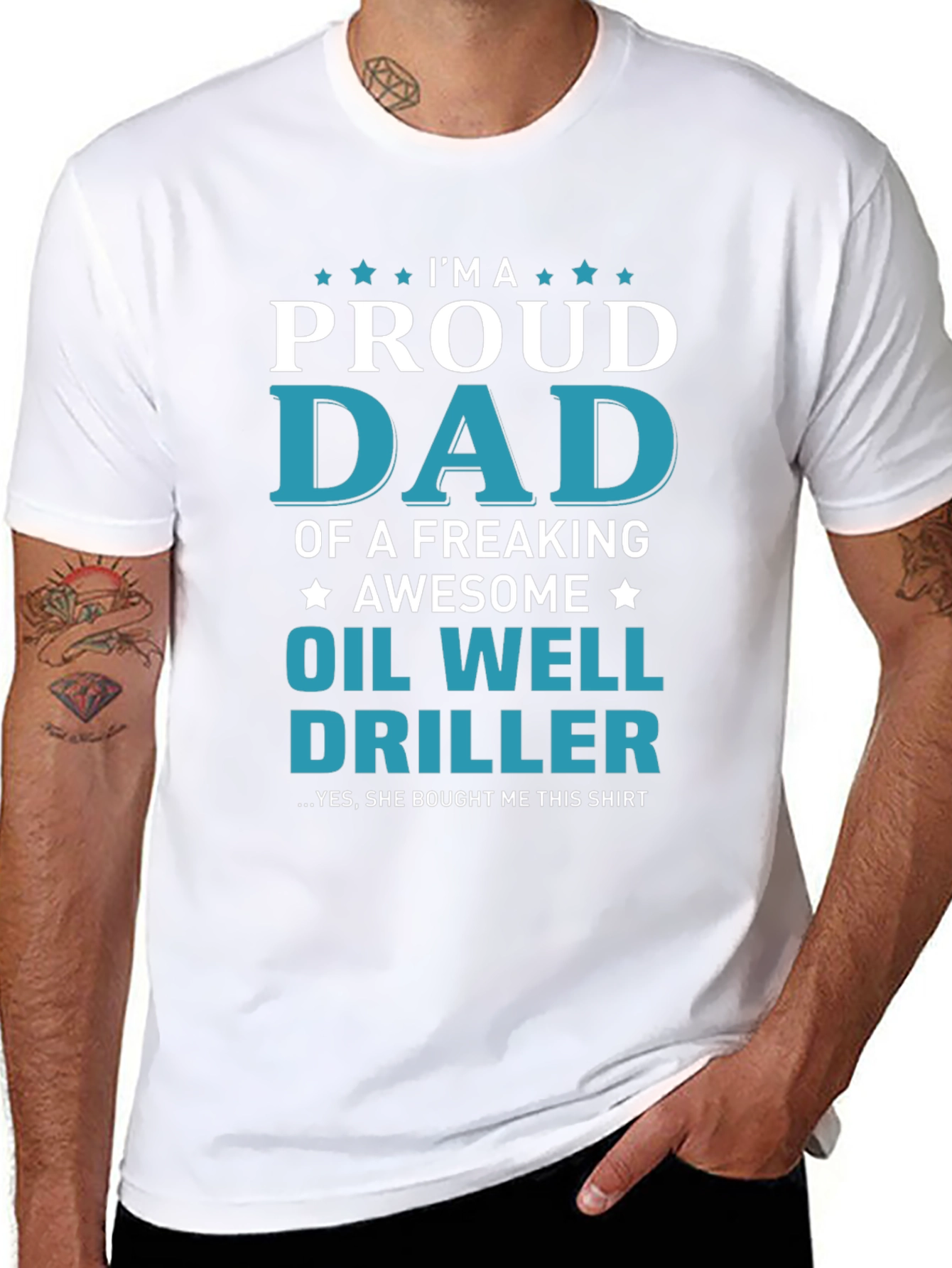 Proud Dad Oil Well Driller Graphic T-Shirt