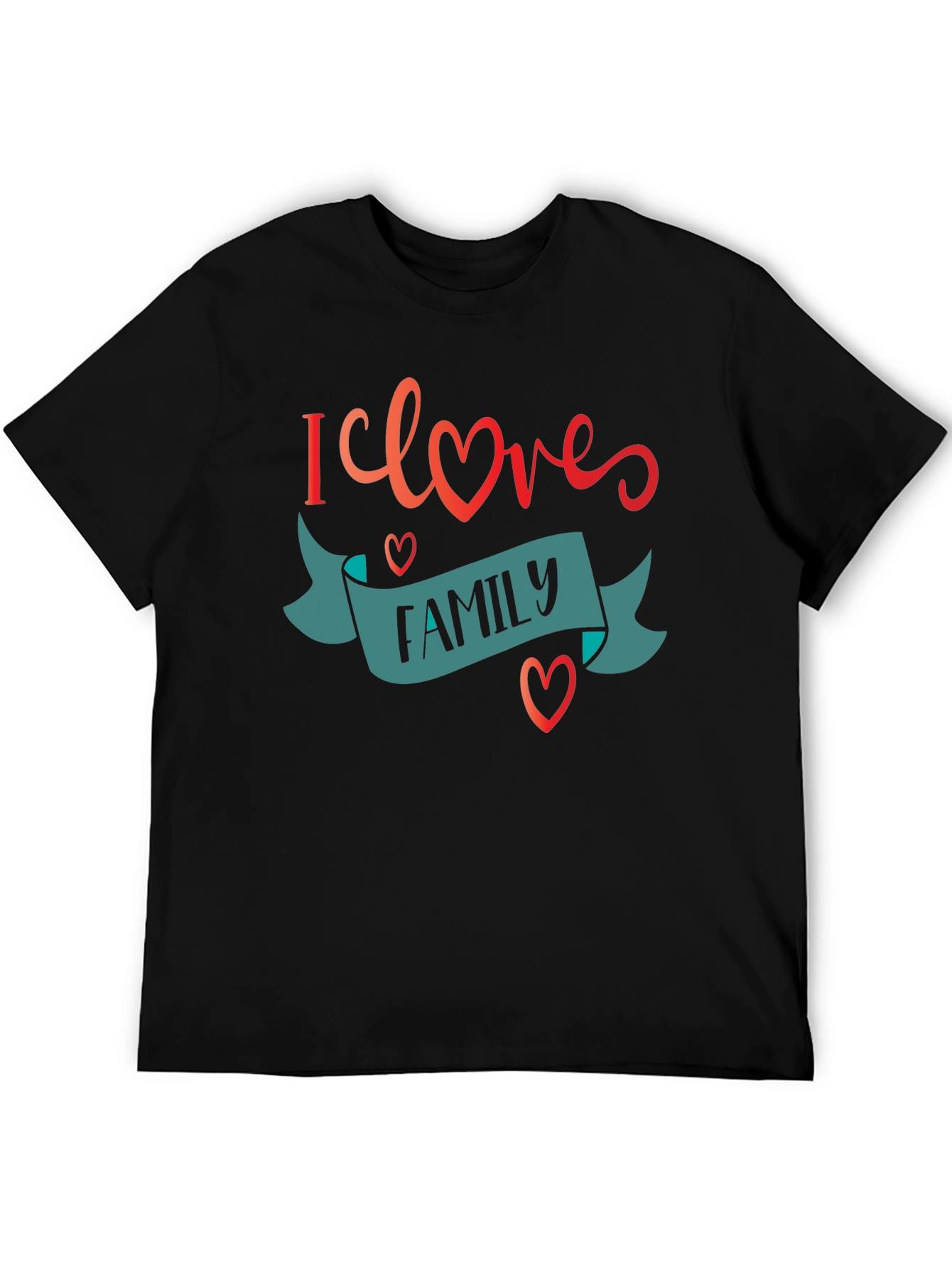 I Love Family Black Graphic Tee
