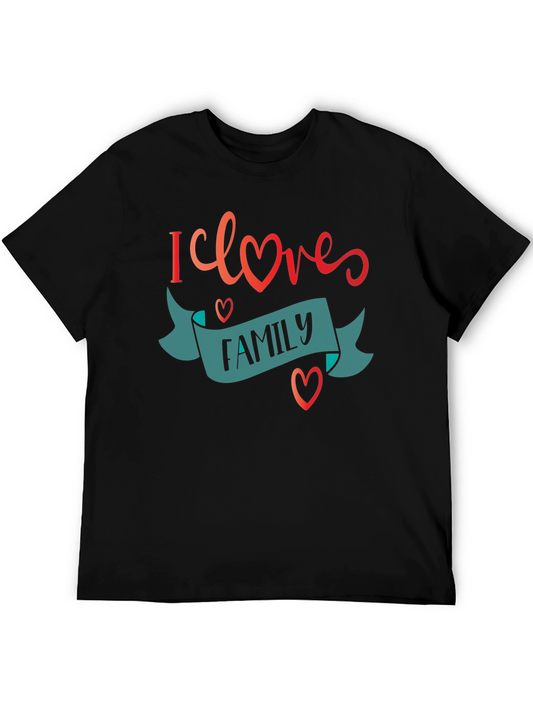 I Love Family Black Graphic Tee