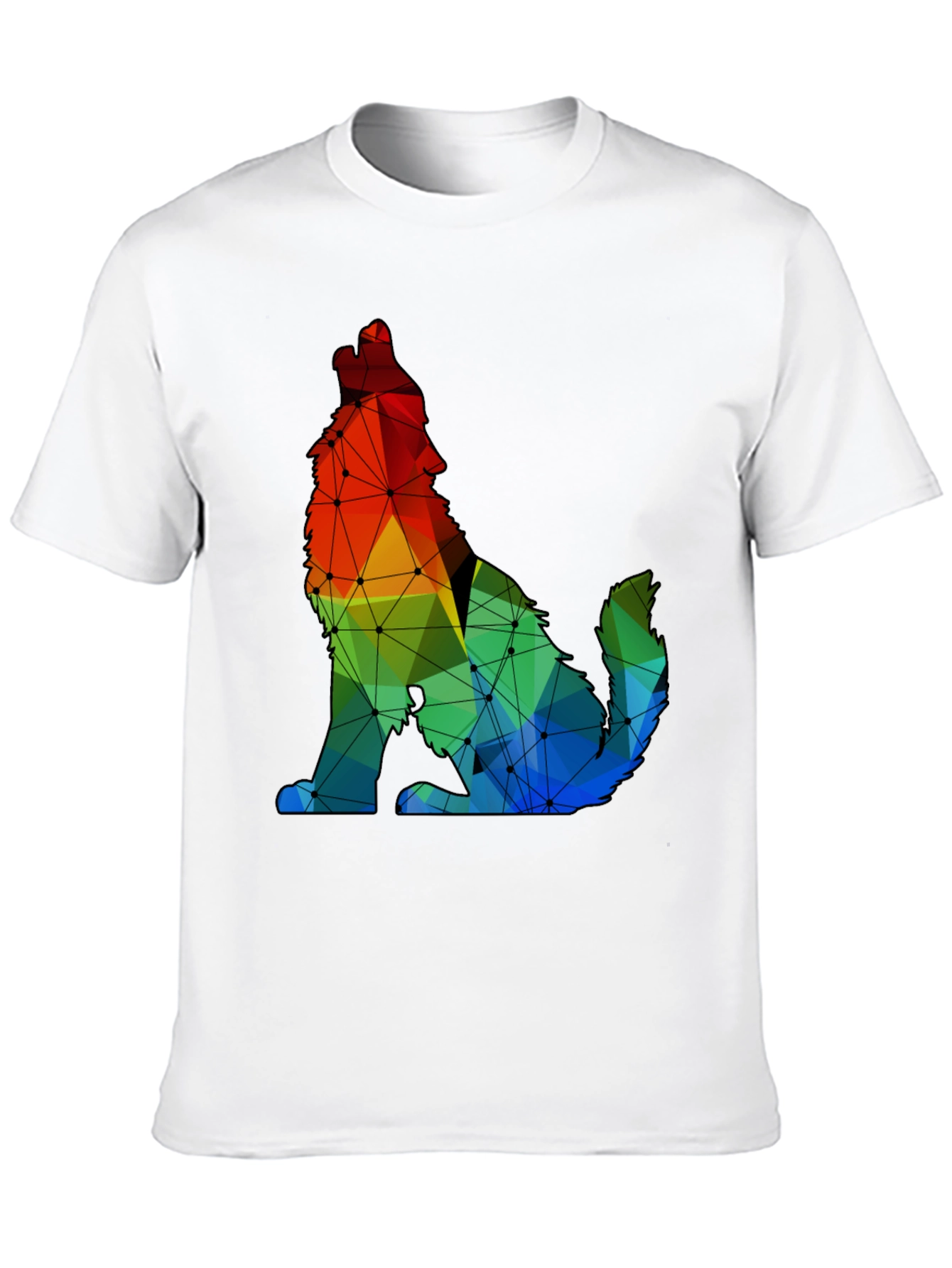 Geometric Wolf Graphic Tee - Modern Artistic Design