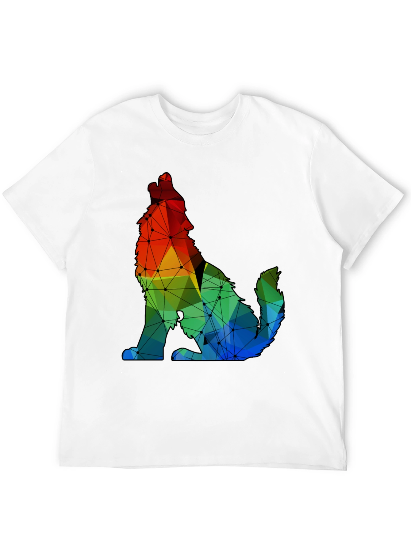 Geometric Wolf Graphic Tee - Modern Artistic Design