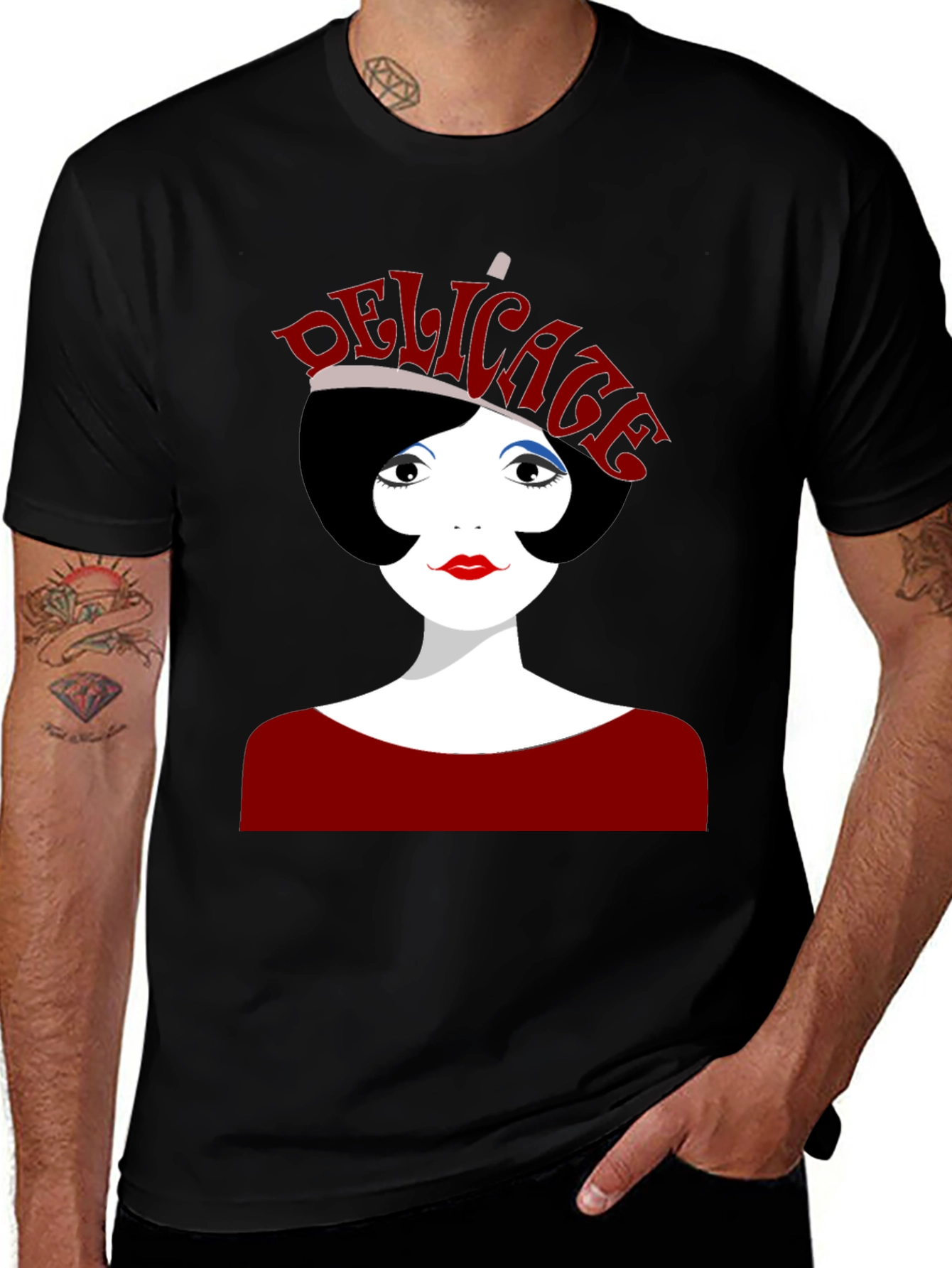 Delicate Graphic Print Black T-Shirt