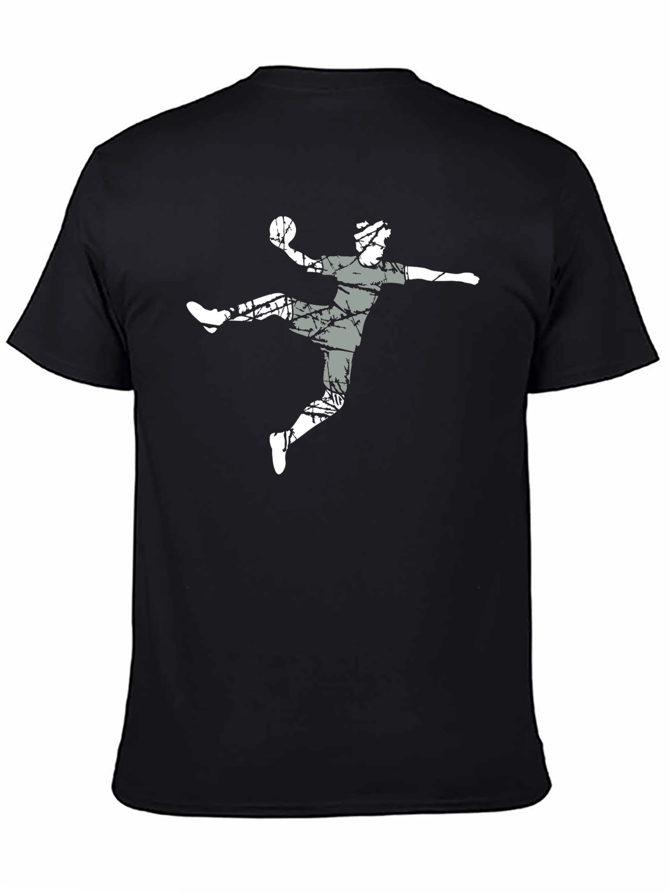 Handball Player Graphic Tee - Black Cotton T-Shirt