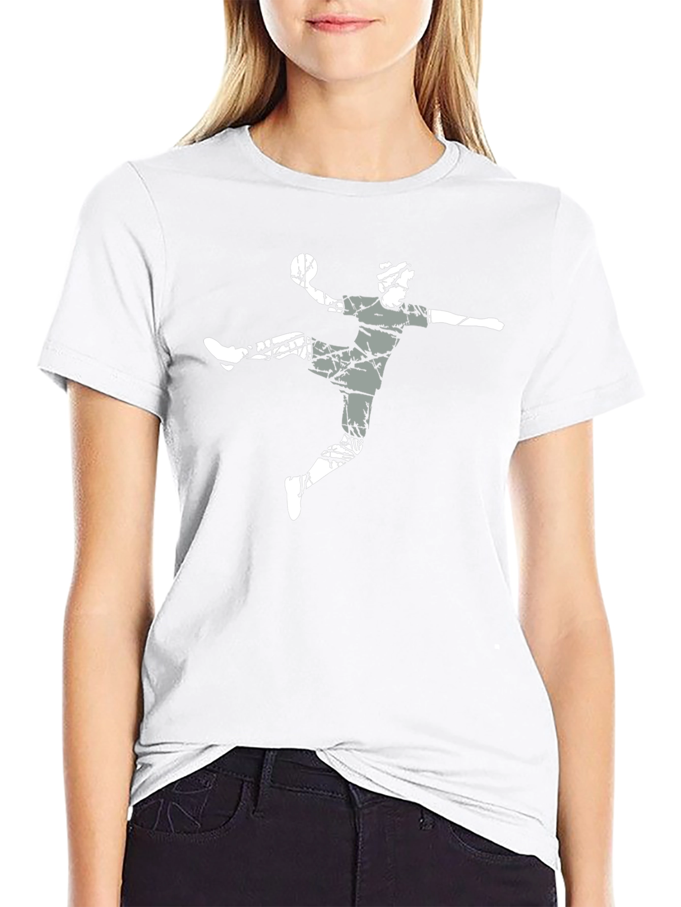 Handball Player Graphic Tee - Black Cotton T-Shirt