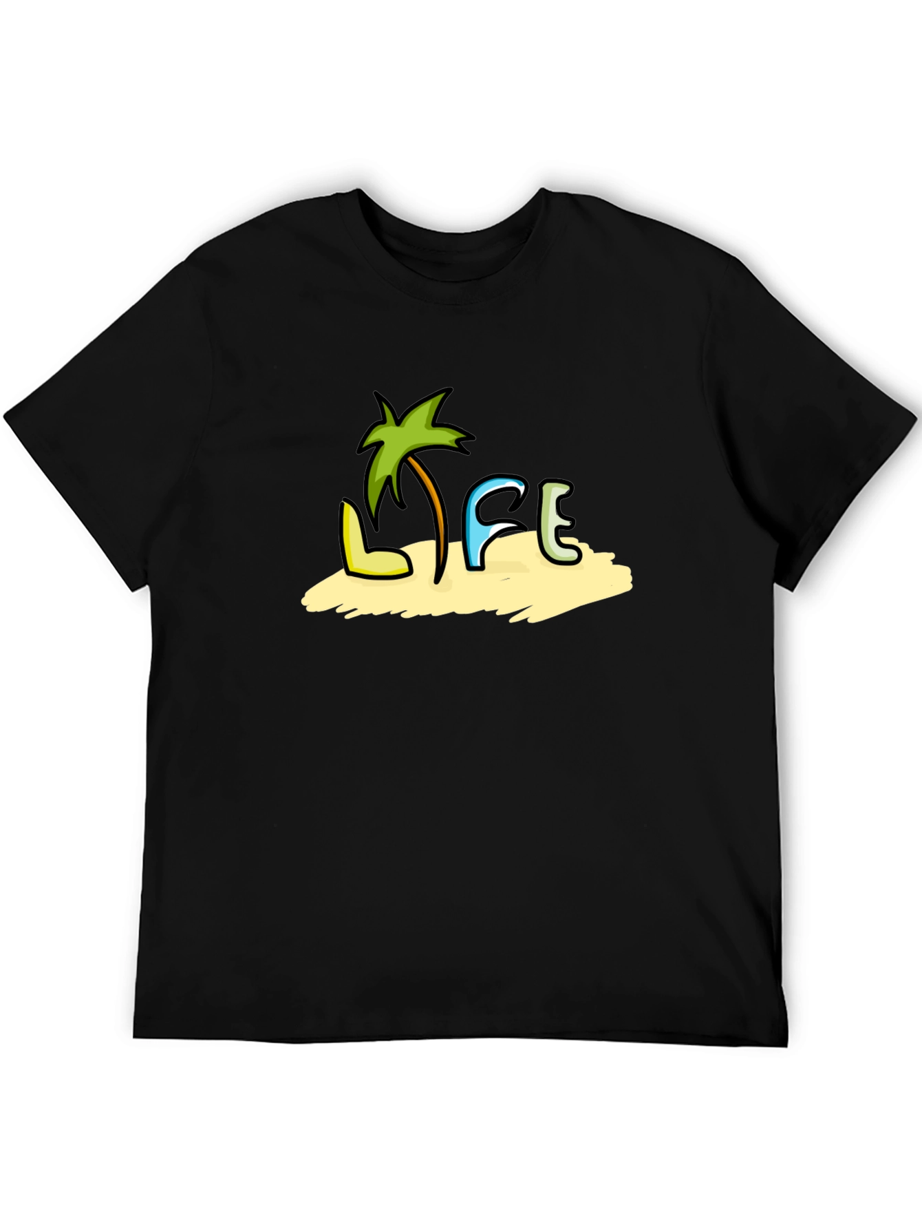 Tropical Life Black T-Shirt - Beach Vibes
