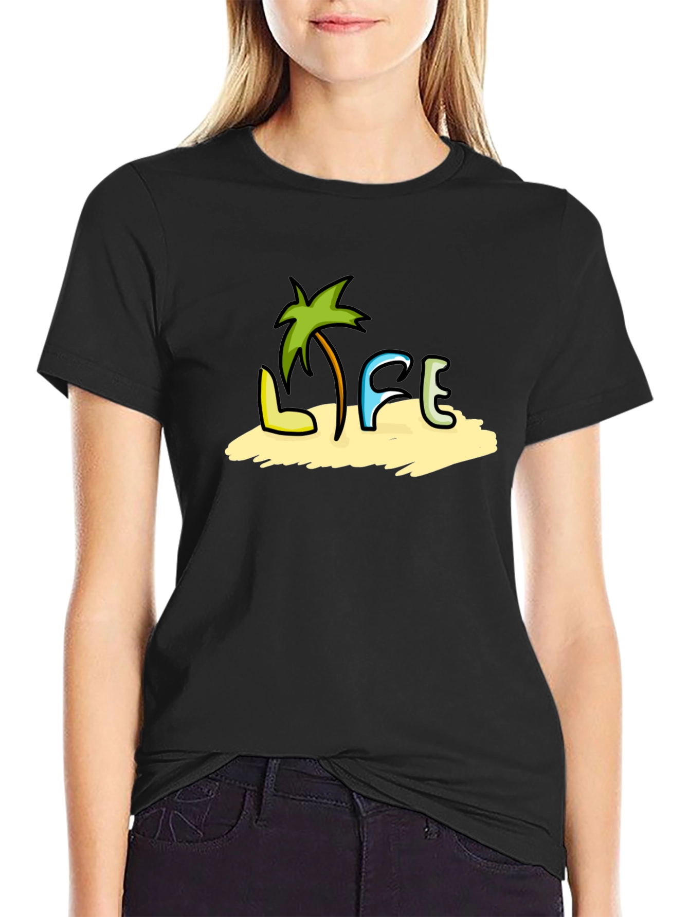 Tropical Life Black T-Shirt - Beach Vibes