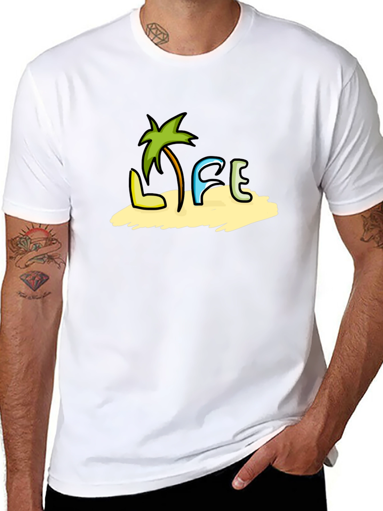Tropical Life Black T-Shirt - Beach Vibes