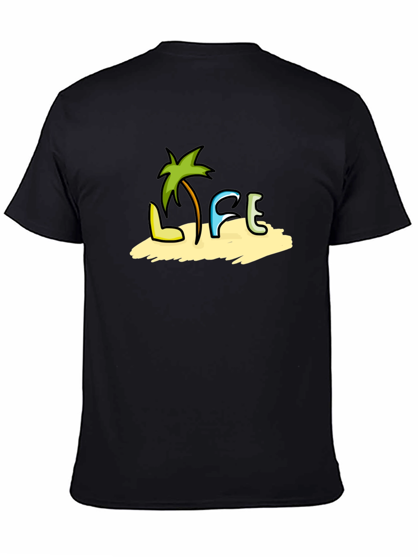 Tropical Life Black T-Shirt - Beach Vibes