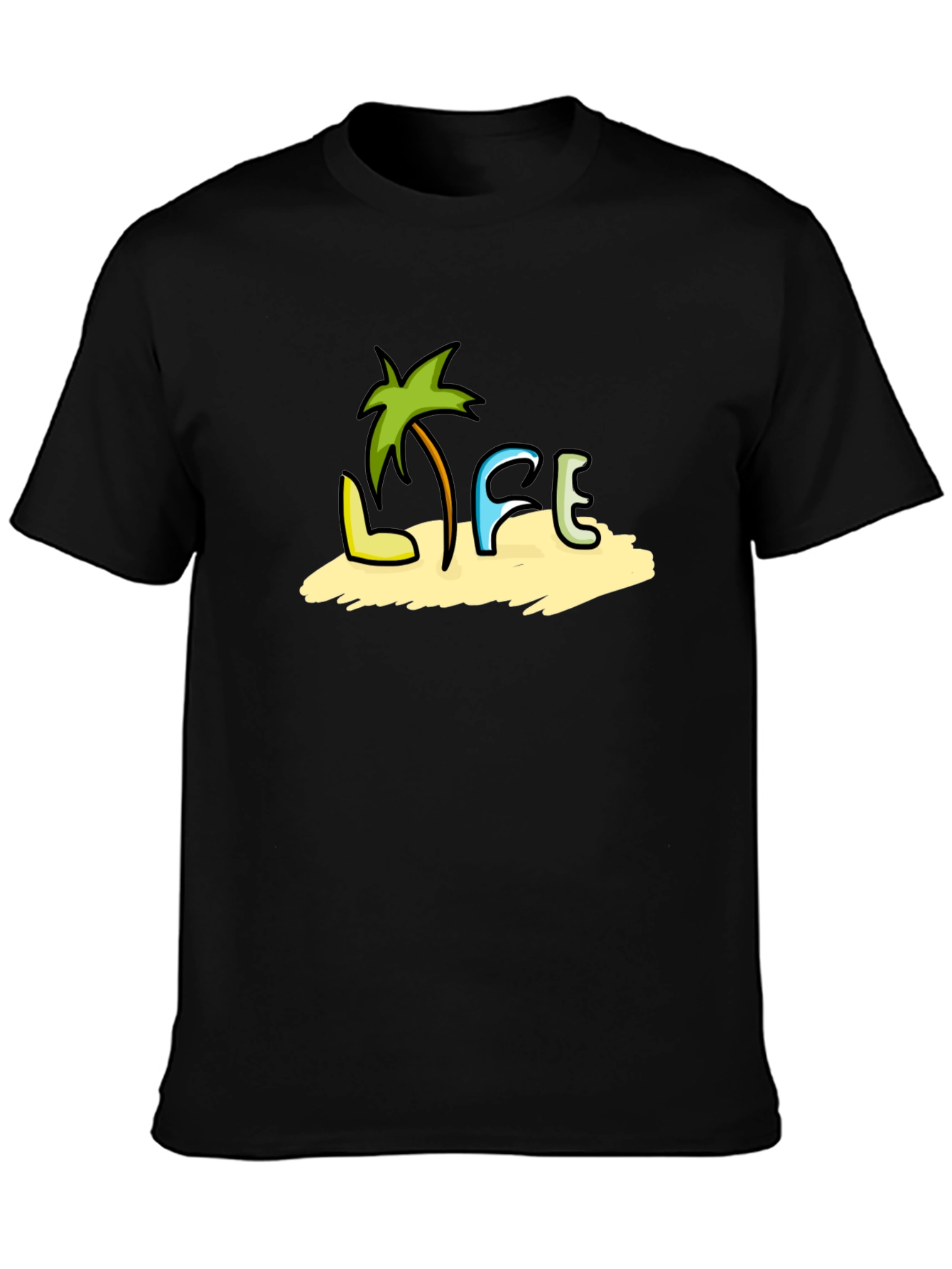 Tropical Life Black T-Shirt - Beach Vibes
