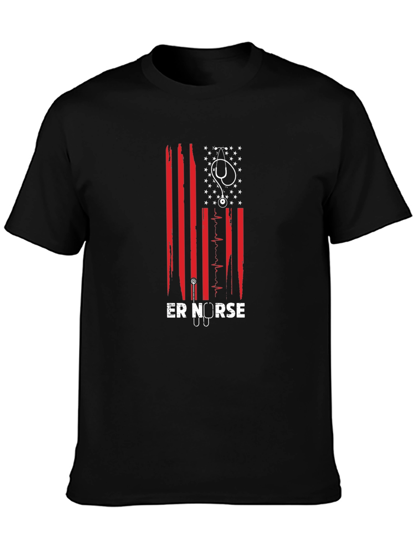 ER Nurse American Flag Graphic T-Shirt