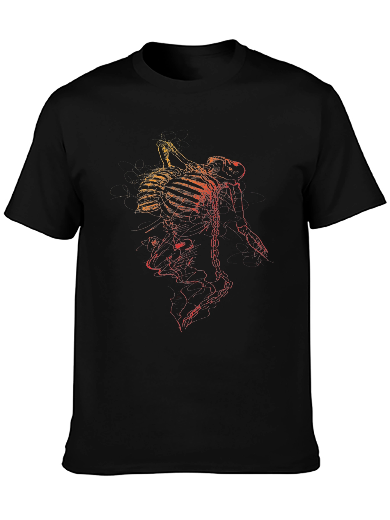 Grim Reaper Skeleton Graphic Print Black T-Shirt