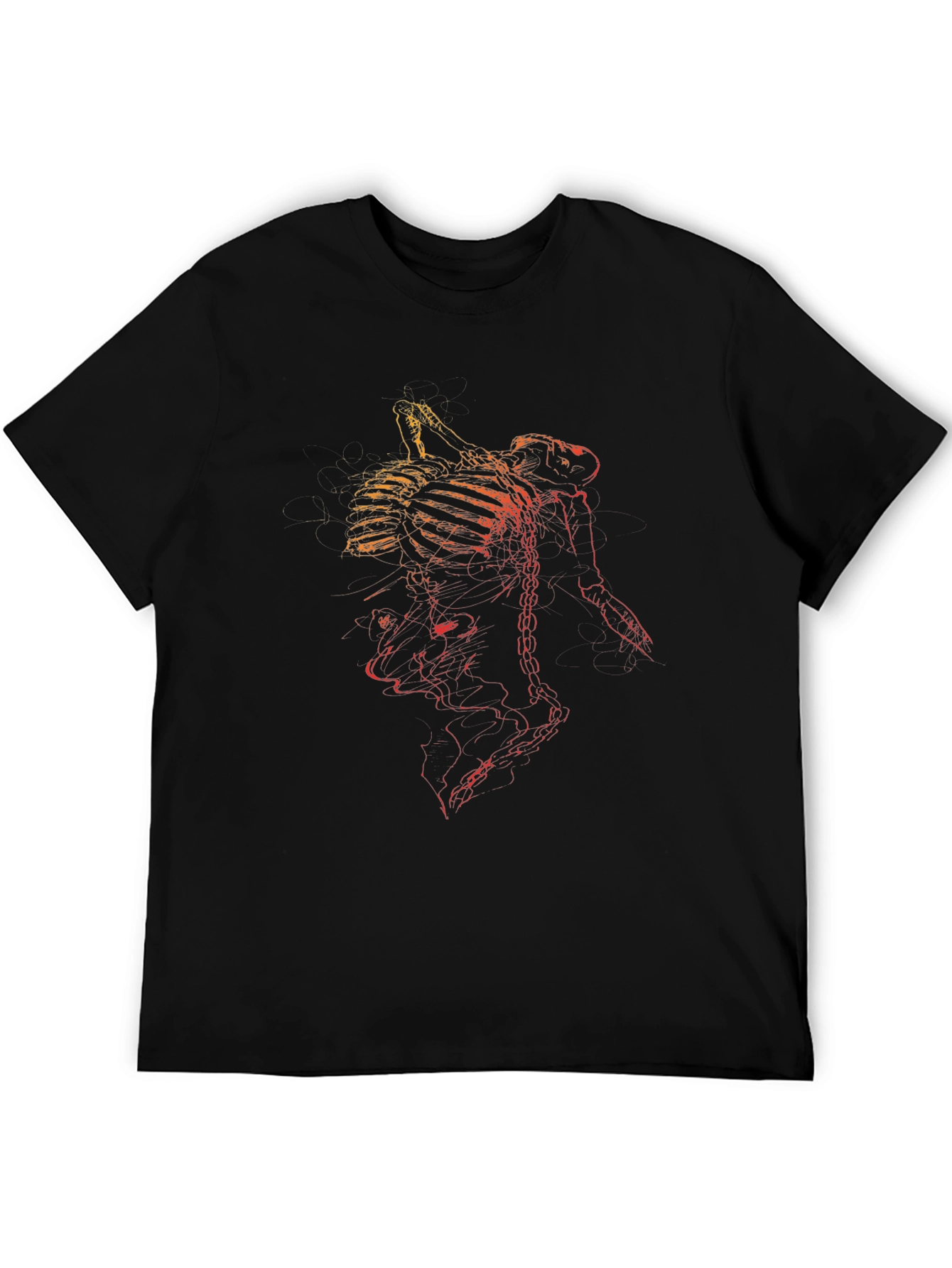 Grim Reaper Skeleton Graphic Print Black T-Shirt