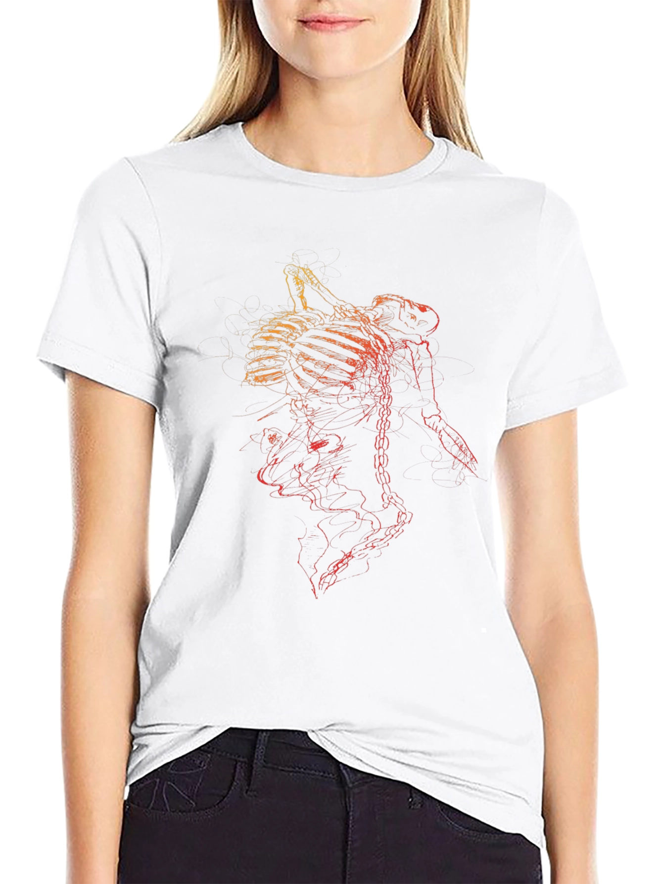 Grim Reaper Skeleton Graphic Print Black T-Shirt