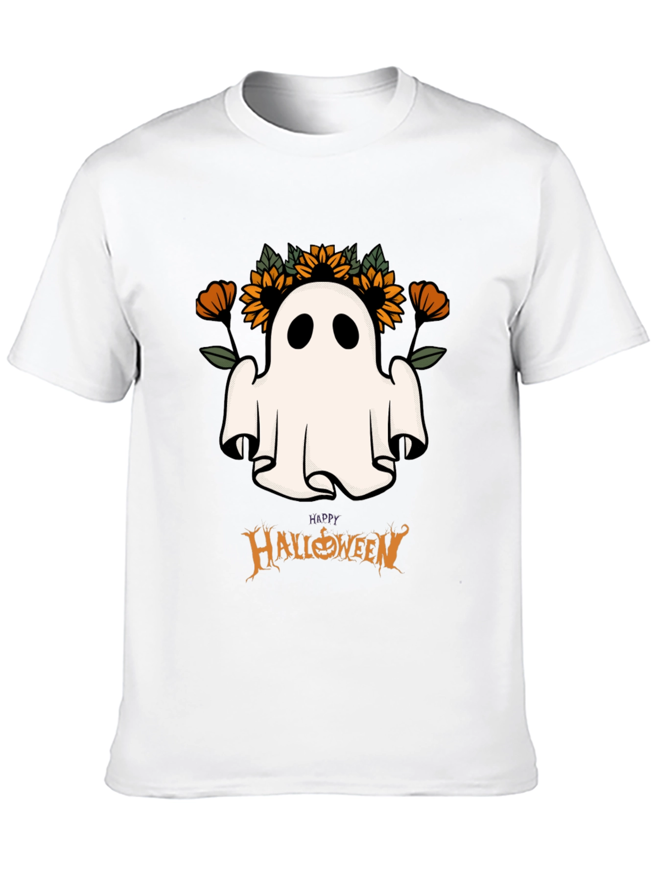 Halloween Ghost & Sunflower Graphic Tee