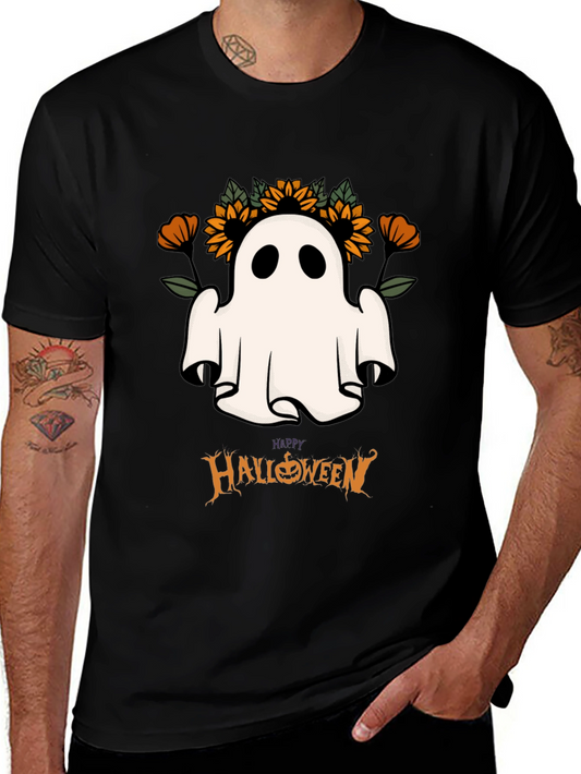 Halloween Ghost & Sunflower Graphic Tee