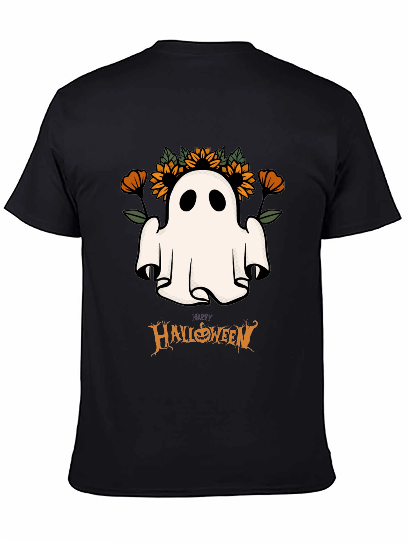 Halloween Ghost & Sunflower Graphic Tee